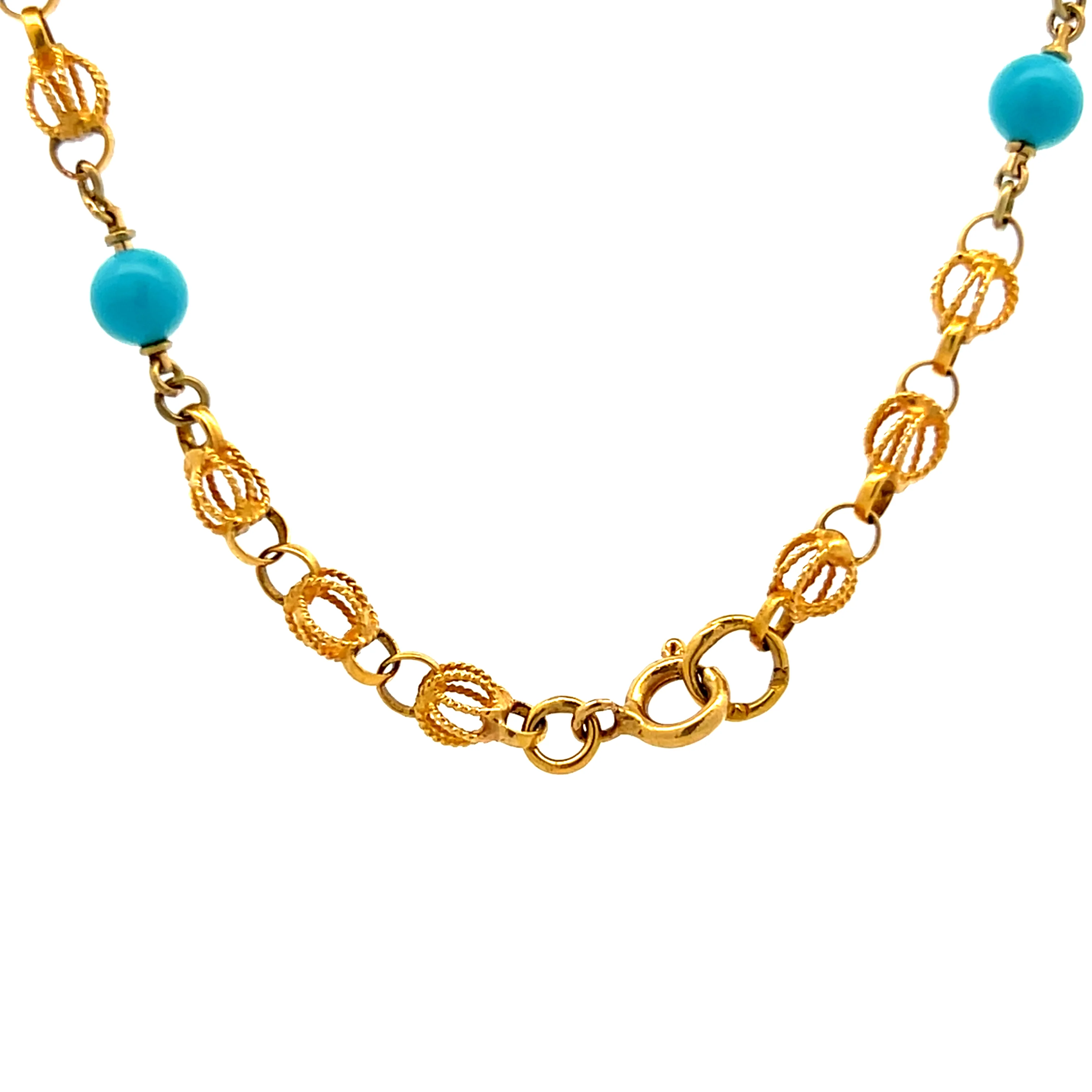 Vintage Mid-Century Turquoise Necklace in 18k - Image 4