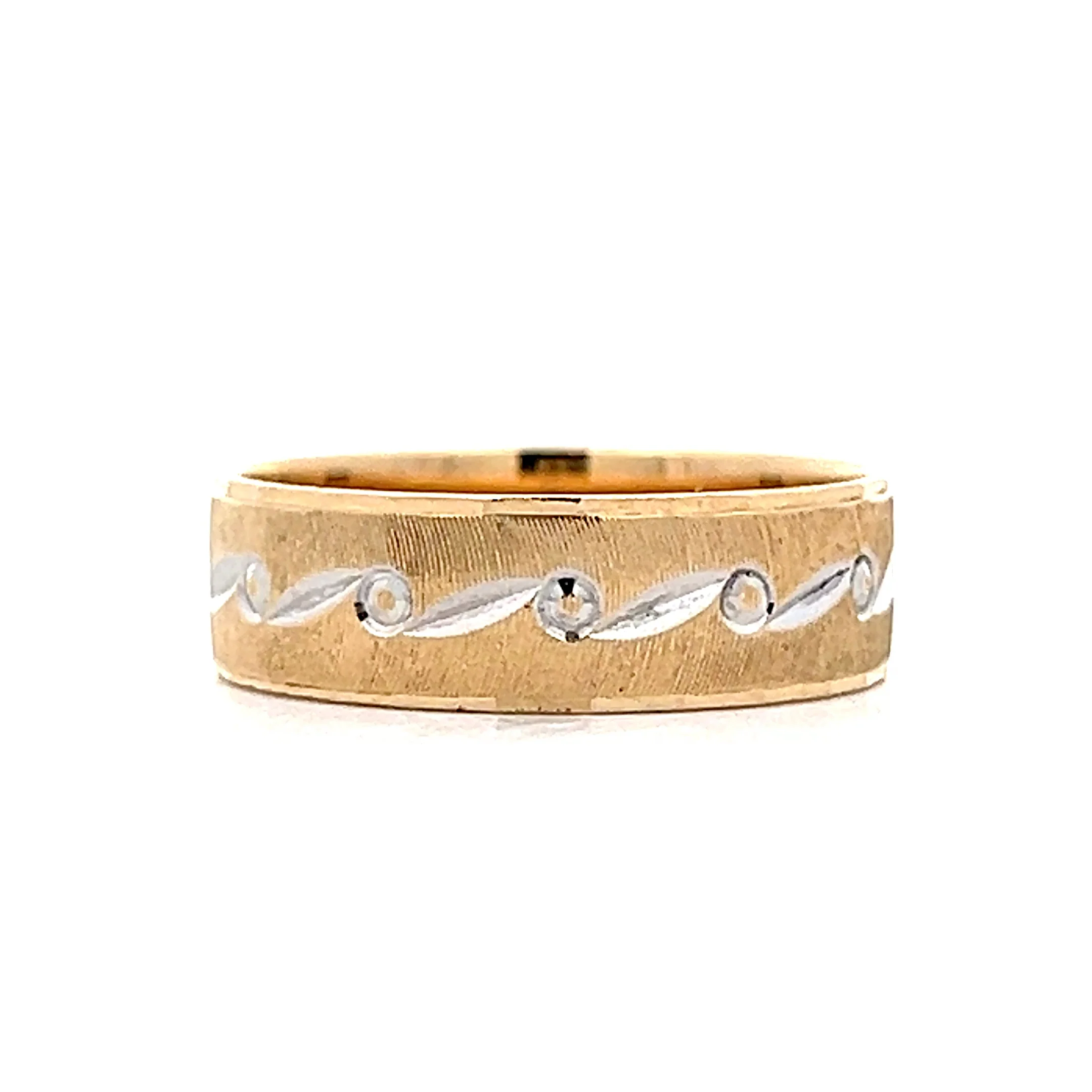 Vintage Mid-Century Two-Tone Wave Band in 14k