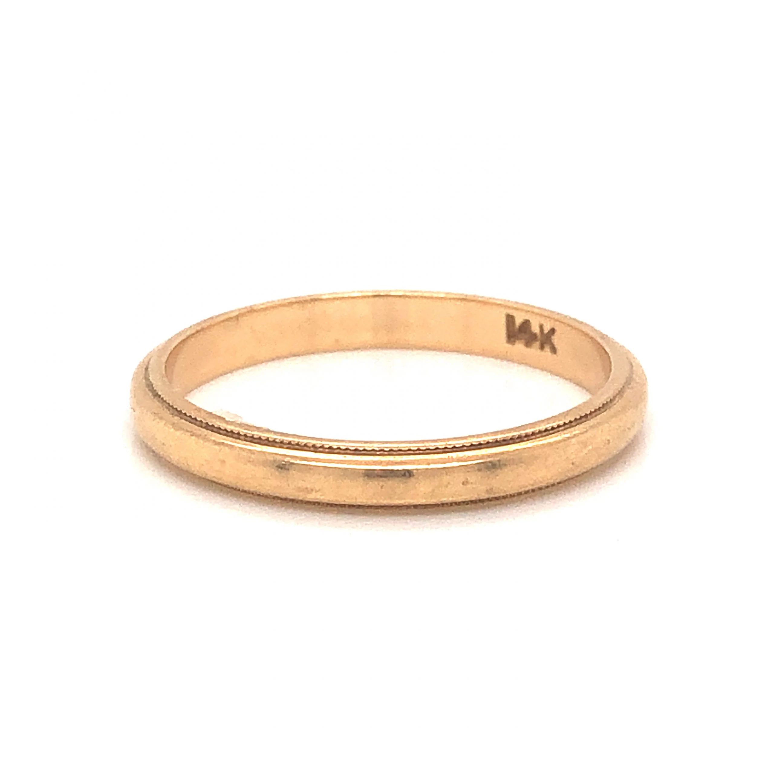 Vintage Milgrain Edge Wedding Band in 14k Yellow Gold