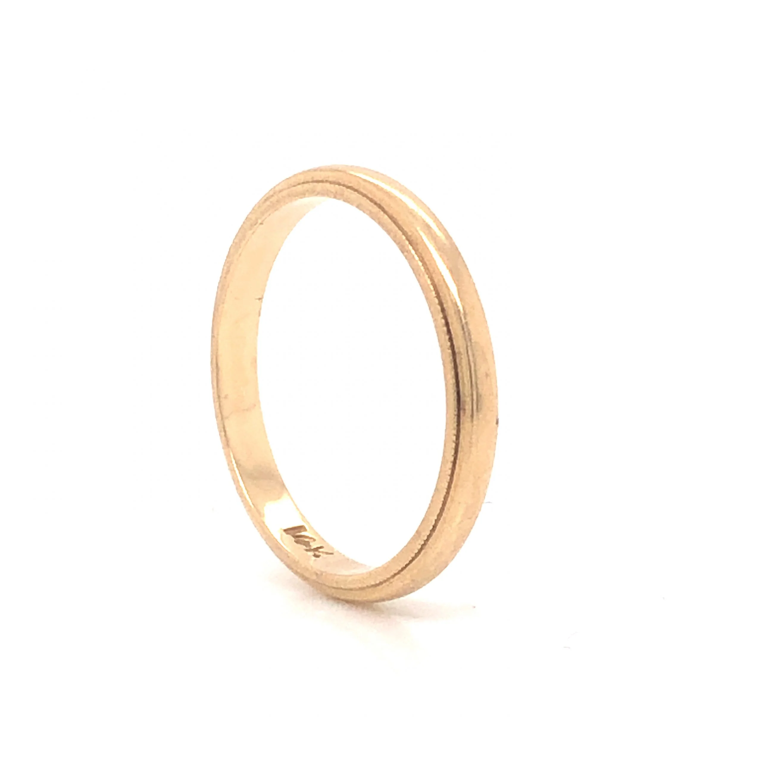 Vintage Milgrain Edge Wedding Band in 14k Yellow Gold - Image 3