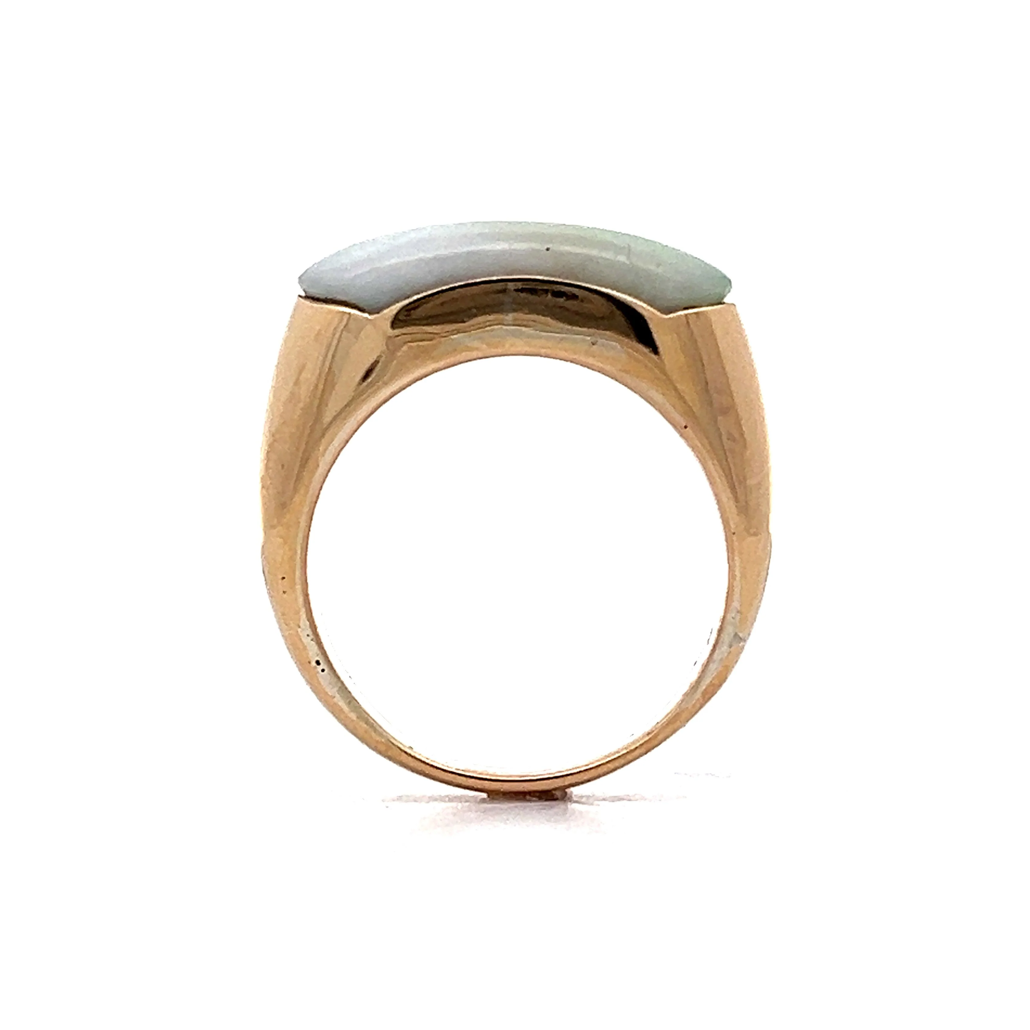 Vintage Moss on Snow Jadeite Ring in 14k Yellow Gold - Image 4