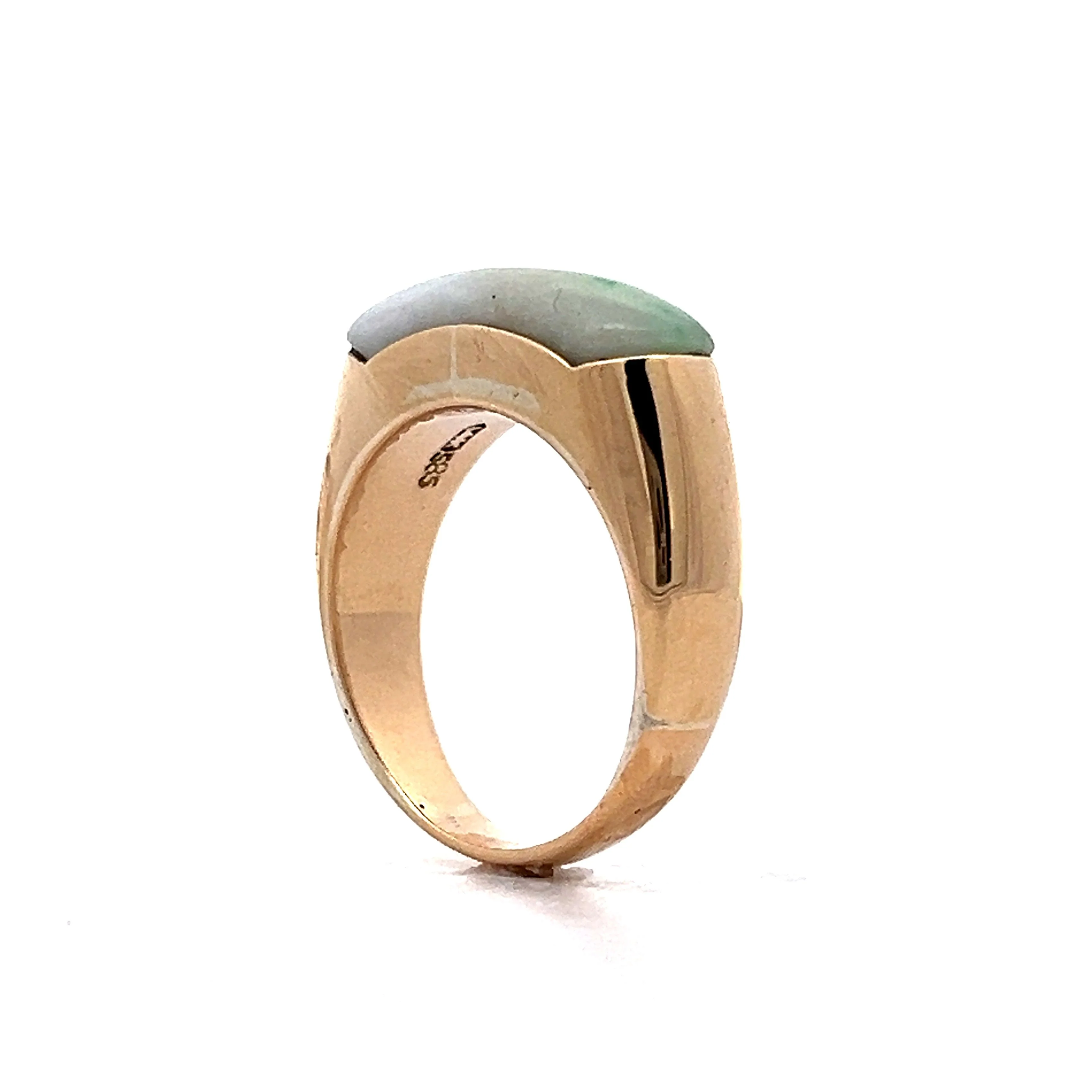 Vintage Moss on Snow Jadeite Ring in 14k Yellow Gold - Image 5