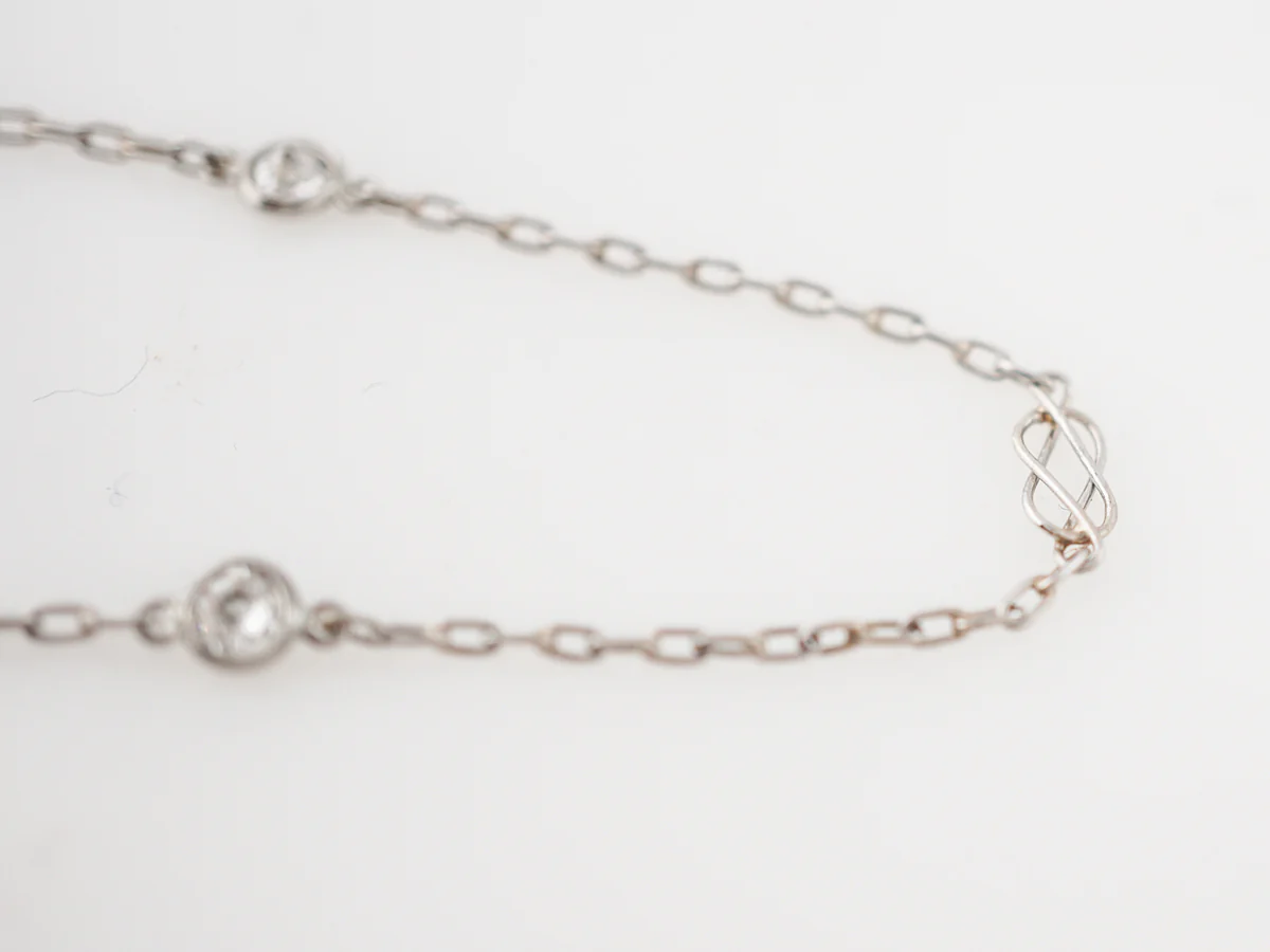 Vintage Necklace Art Deco 1.80 Old European Cut Diamonds in Platinum - Image 3