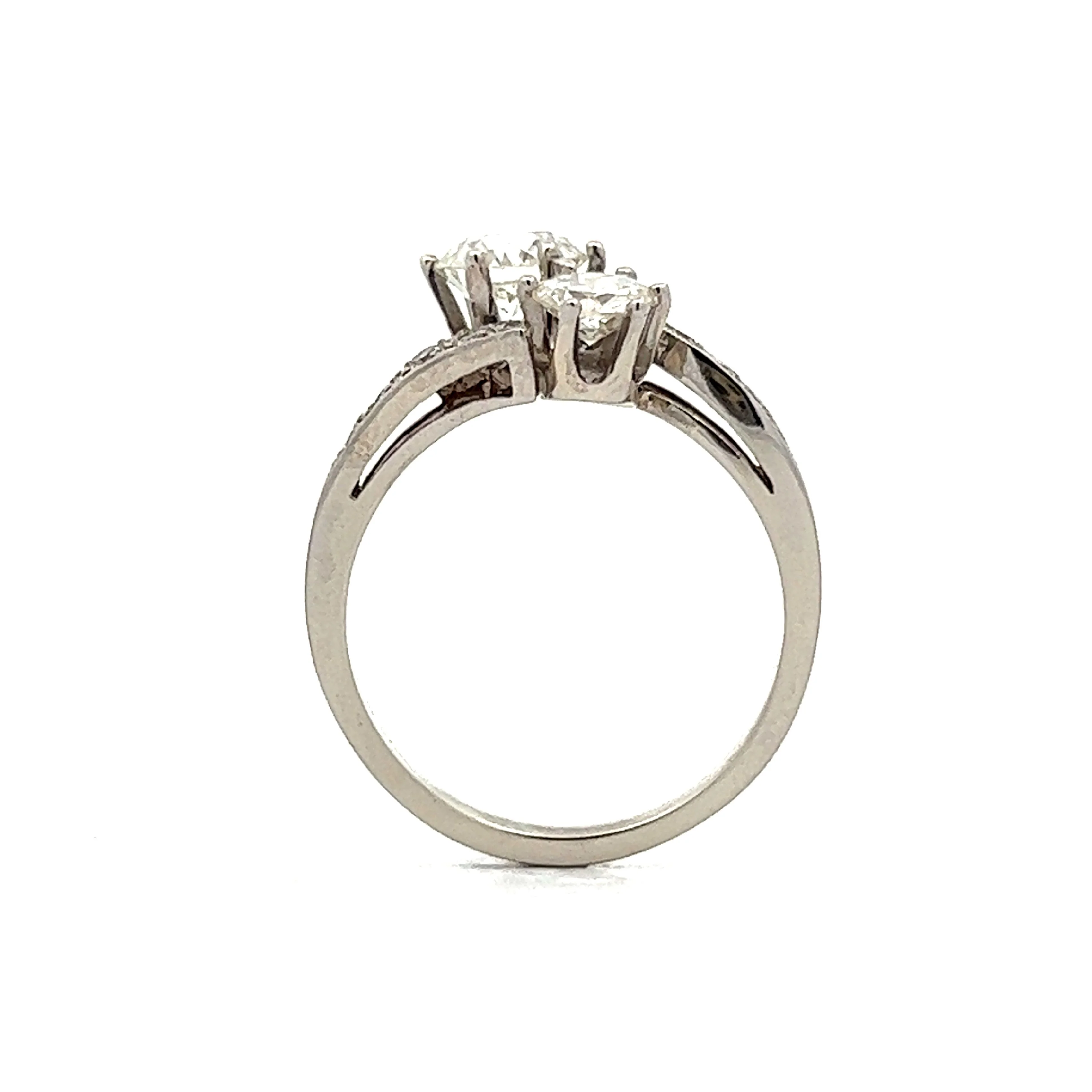 Vintage Old European Cut Toi Et Moi Engagement Ring in 14k White Gold - Image 5