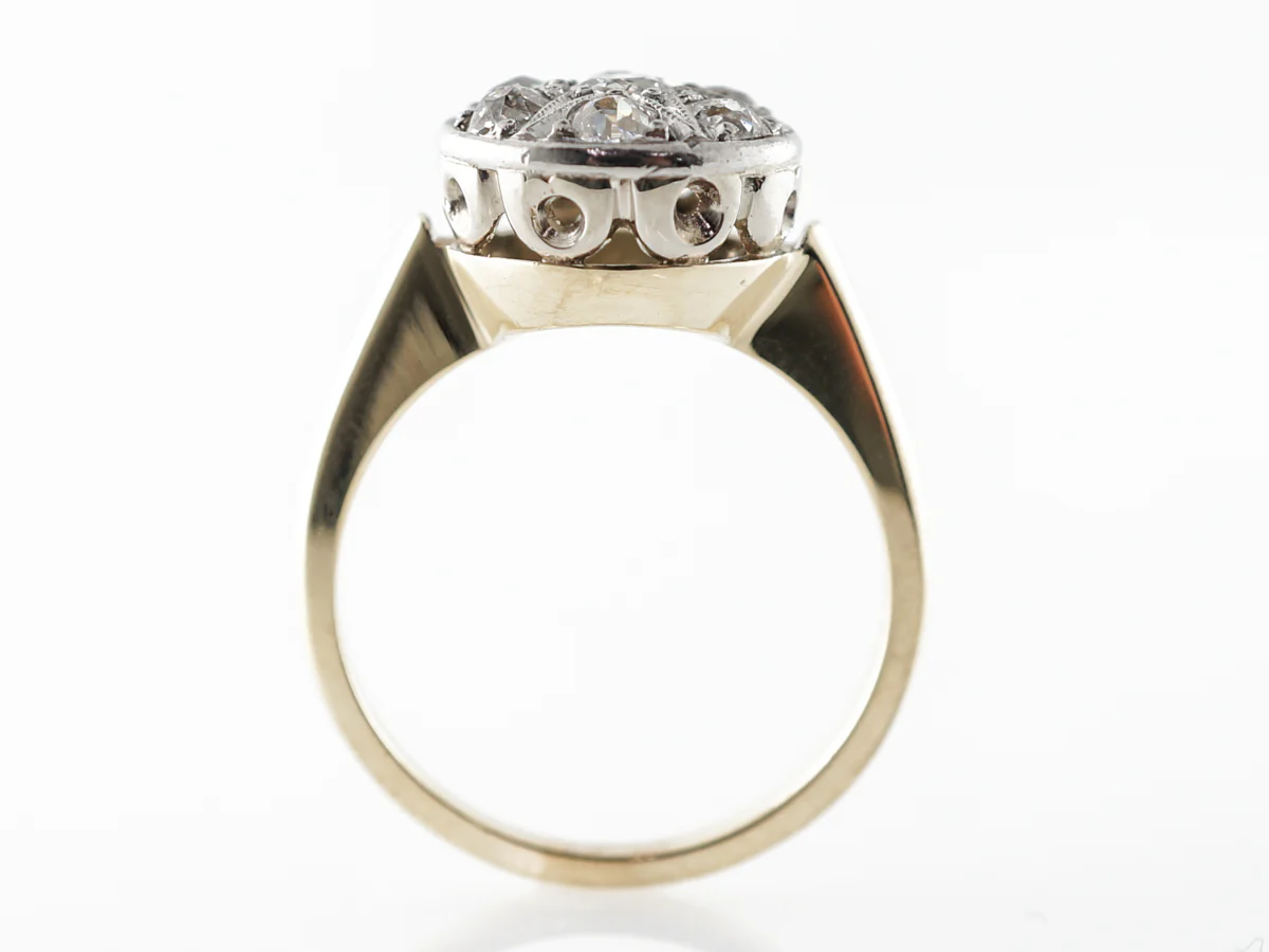 Vintage Old Mine Cut Diamond Cluster Engagement Ring - Image 4