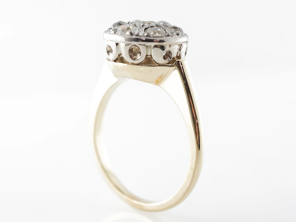 Vintage Old Mine Cut Diamond Cluster Engagement Ring - Image 5
