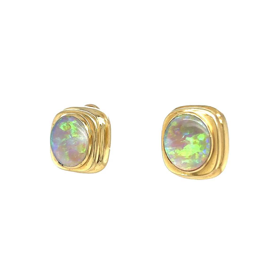 Vintage Opal Earrings in 18k Yellow Gold - Image 2
