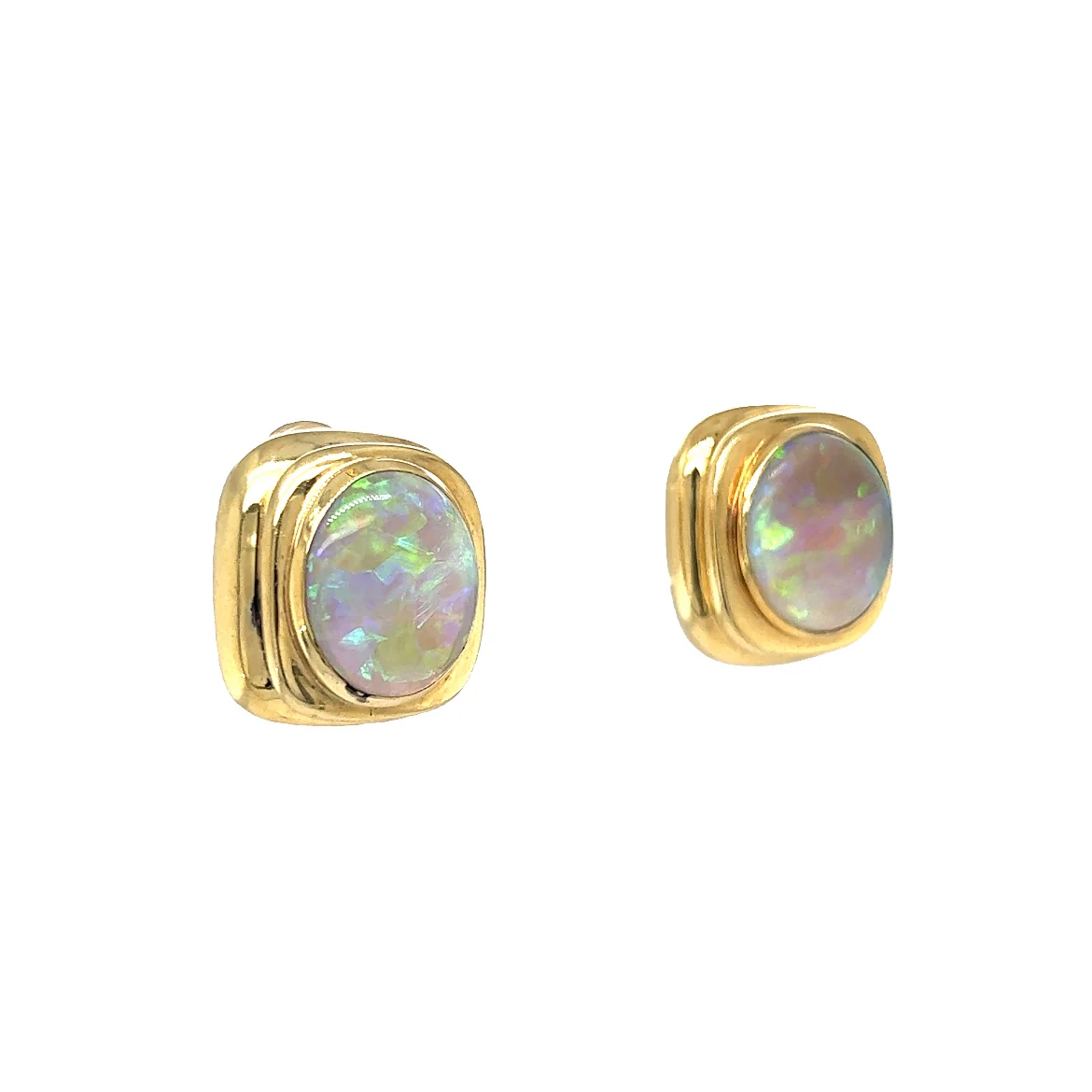 Vintage Opal Earrings in 18k Yellow Gold - Image 3