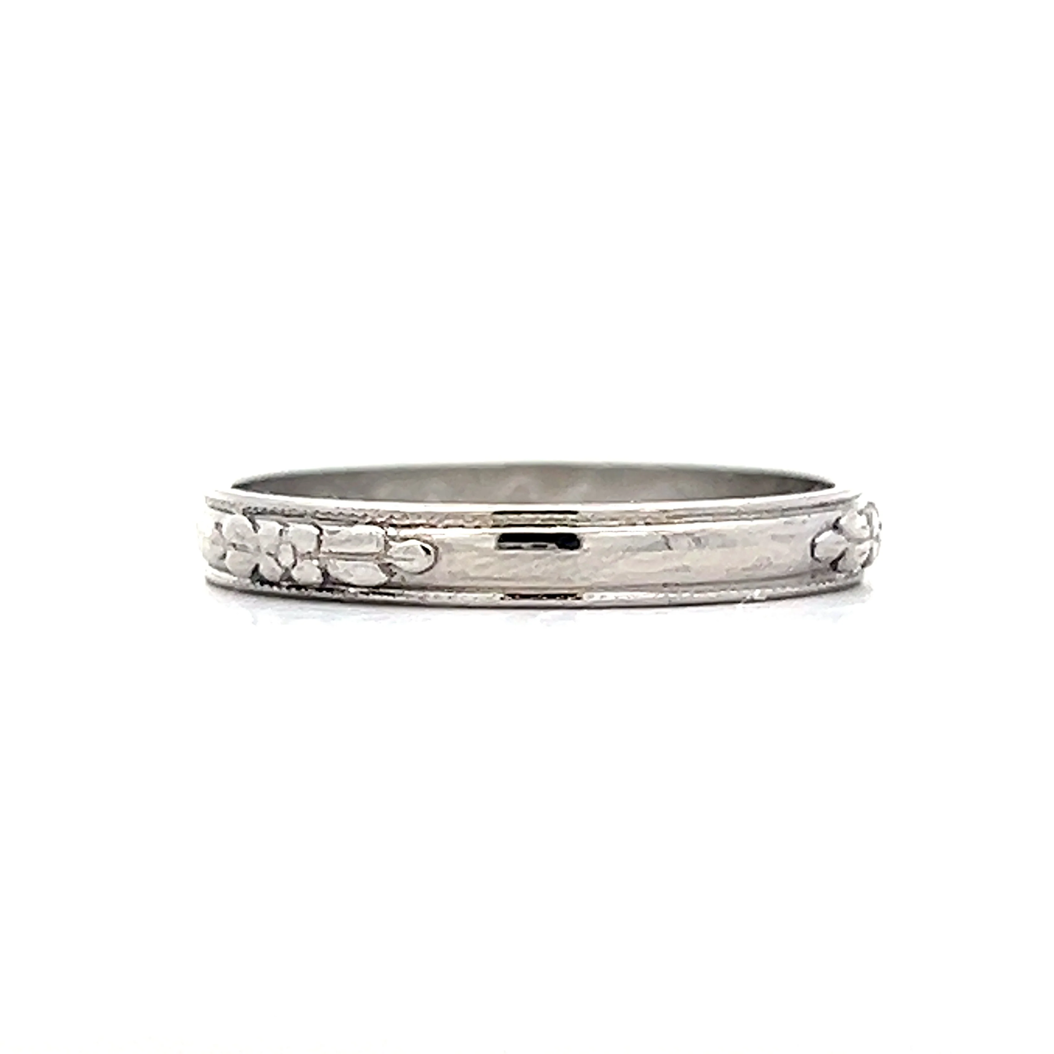 Vintage Orange Blossom Art Deco Wedding Band in Platinum - Image 2
