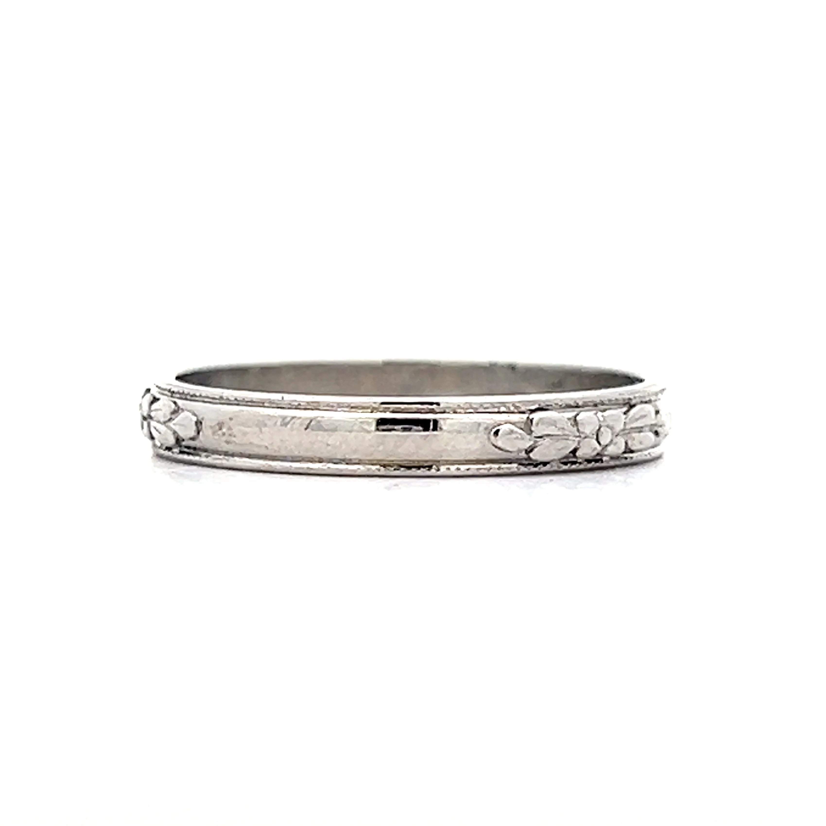 Vintage Orange Blossom Art Deco Wedding Band in Platinum - Image 3