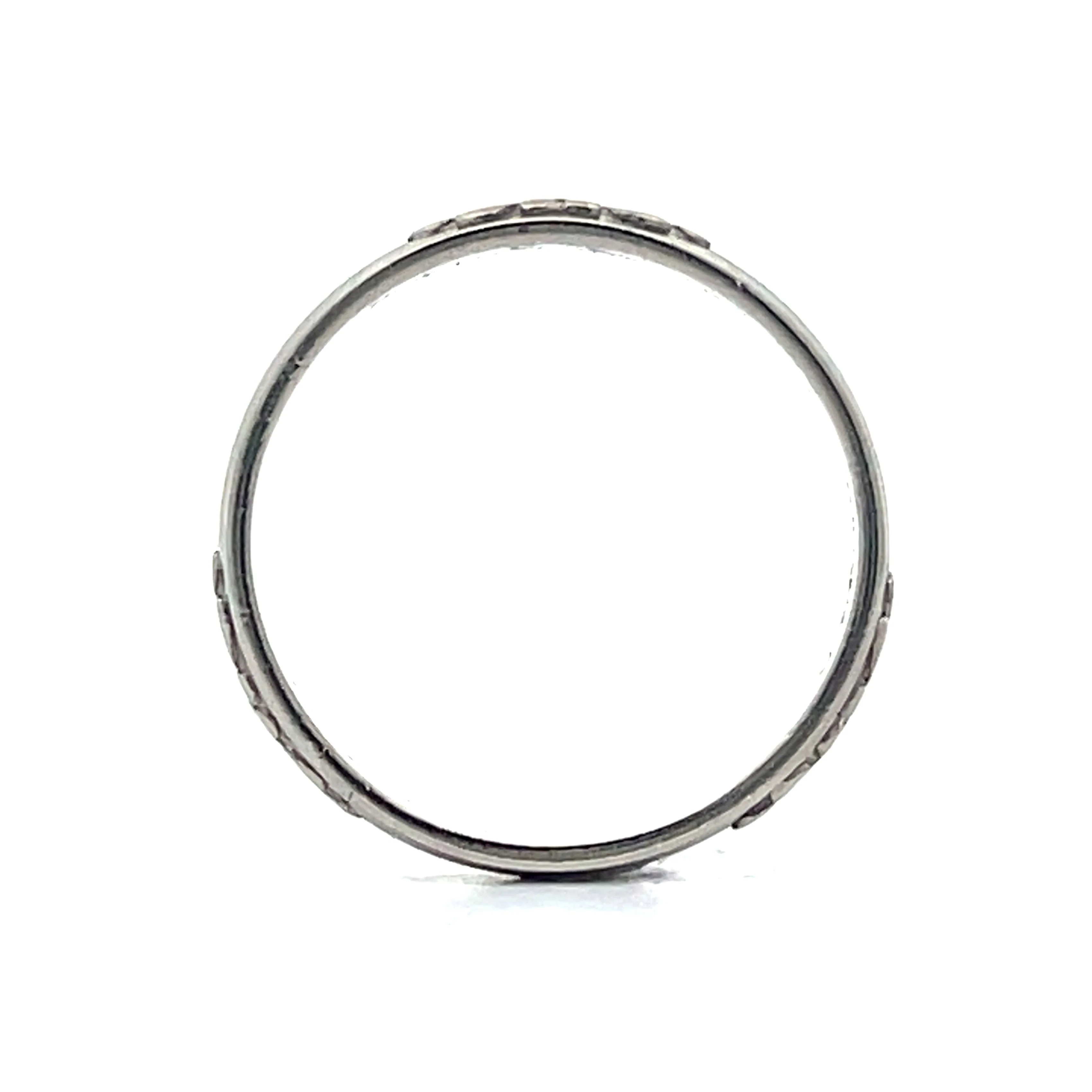 Vintage Orange Blossom Art Deco Wedding Band in Platinum - Image 4