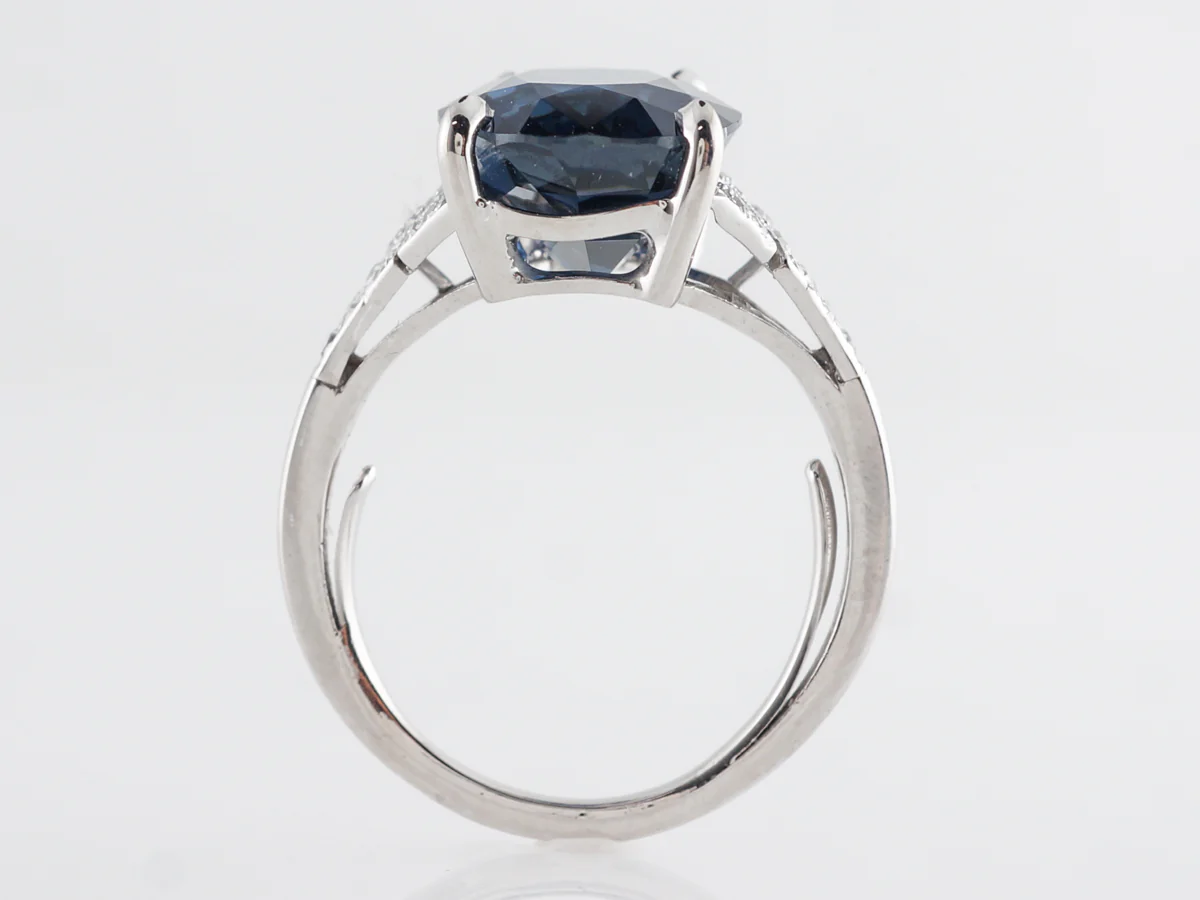 Vintage Oval Cut Sapphire w/ Diamonds in Platinum - Image 4