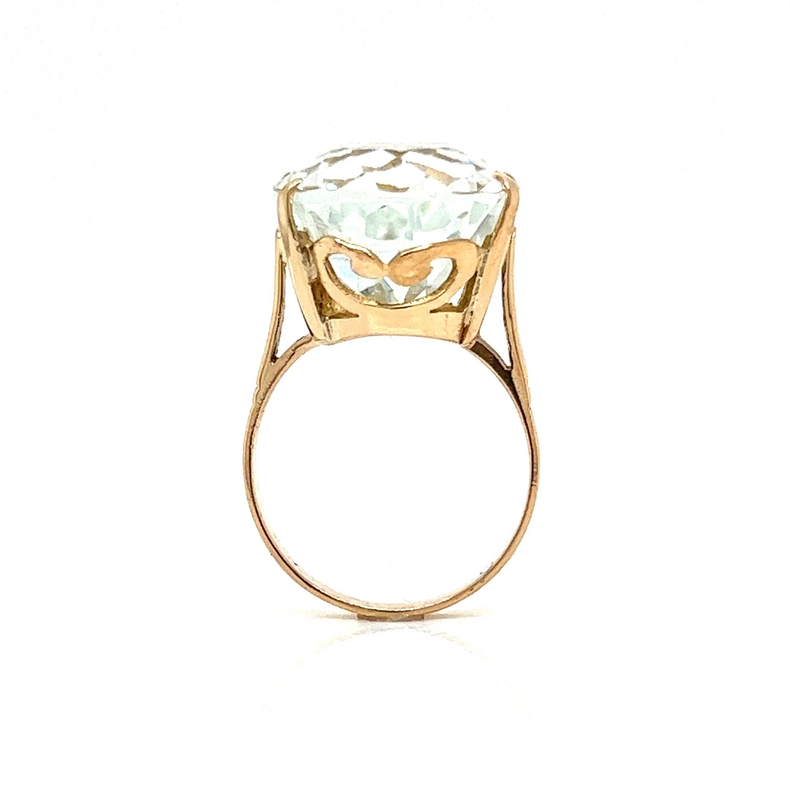 Vintage Pale Aquamarine Cocktail Ring in 14k Yellow Gold - Image 5