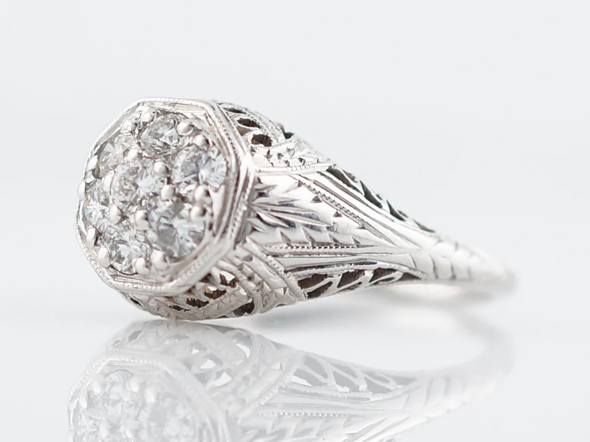 Vintage Pave Diamond Engagement Ring Art Deco 20k - Image 2