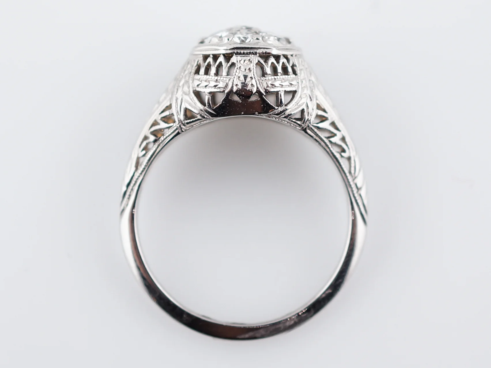 Vintage Pave Diamond Engagement Ring Art Deco 20k - Image 6