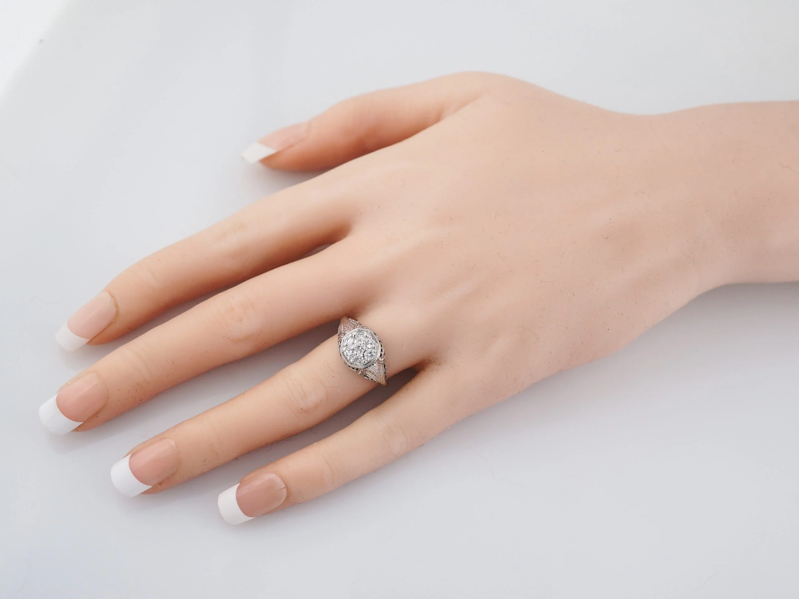 Vintage Pave Diamond Engagement Ring Art Deco 20k - Image 8