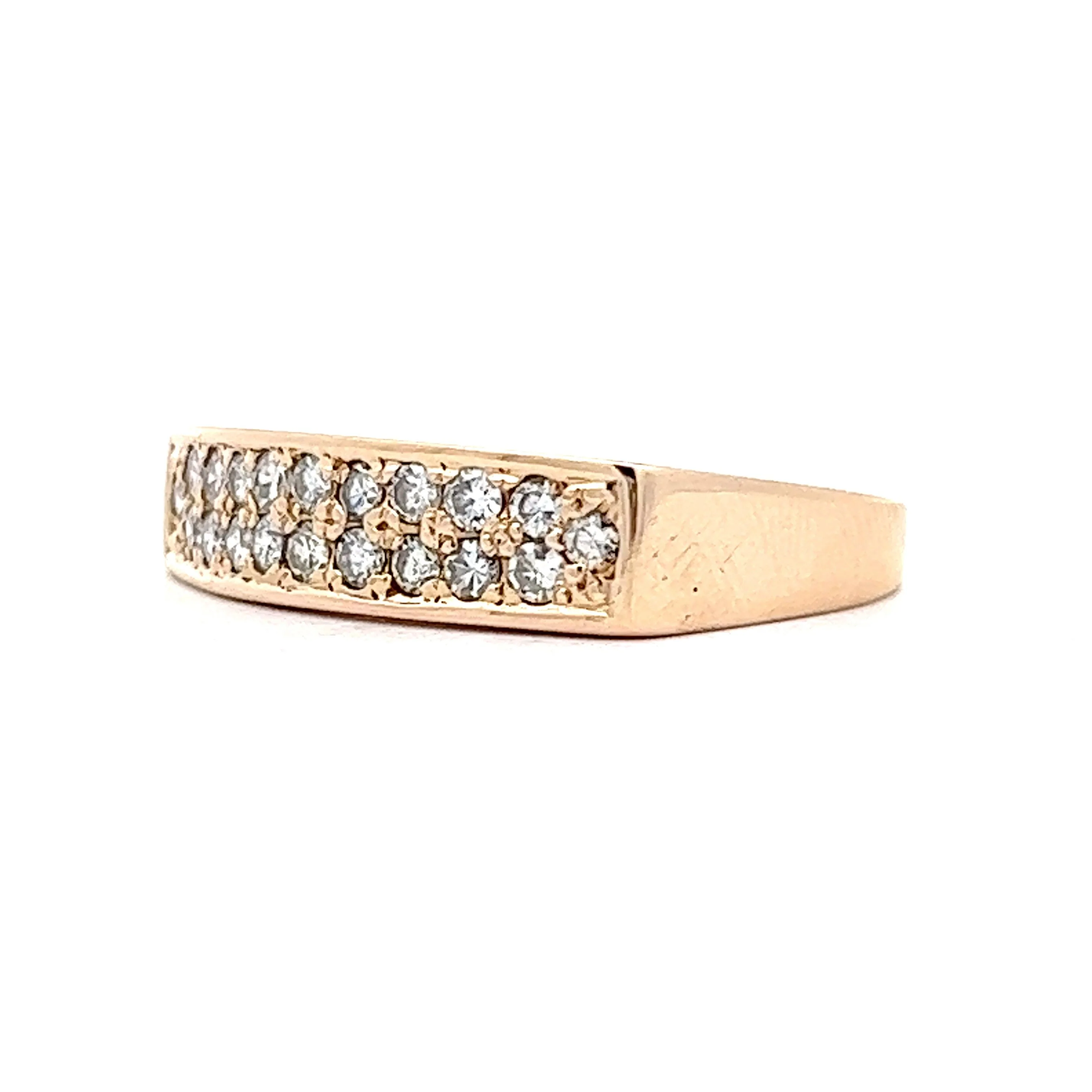 Vintage Pave Diamond Stacking Ring in 14k Yellow Gold - Image 2
