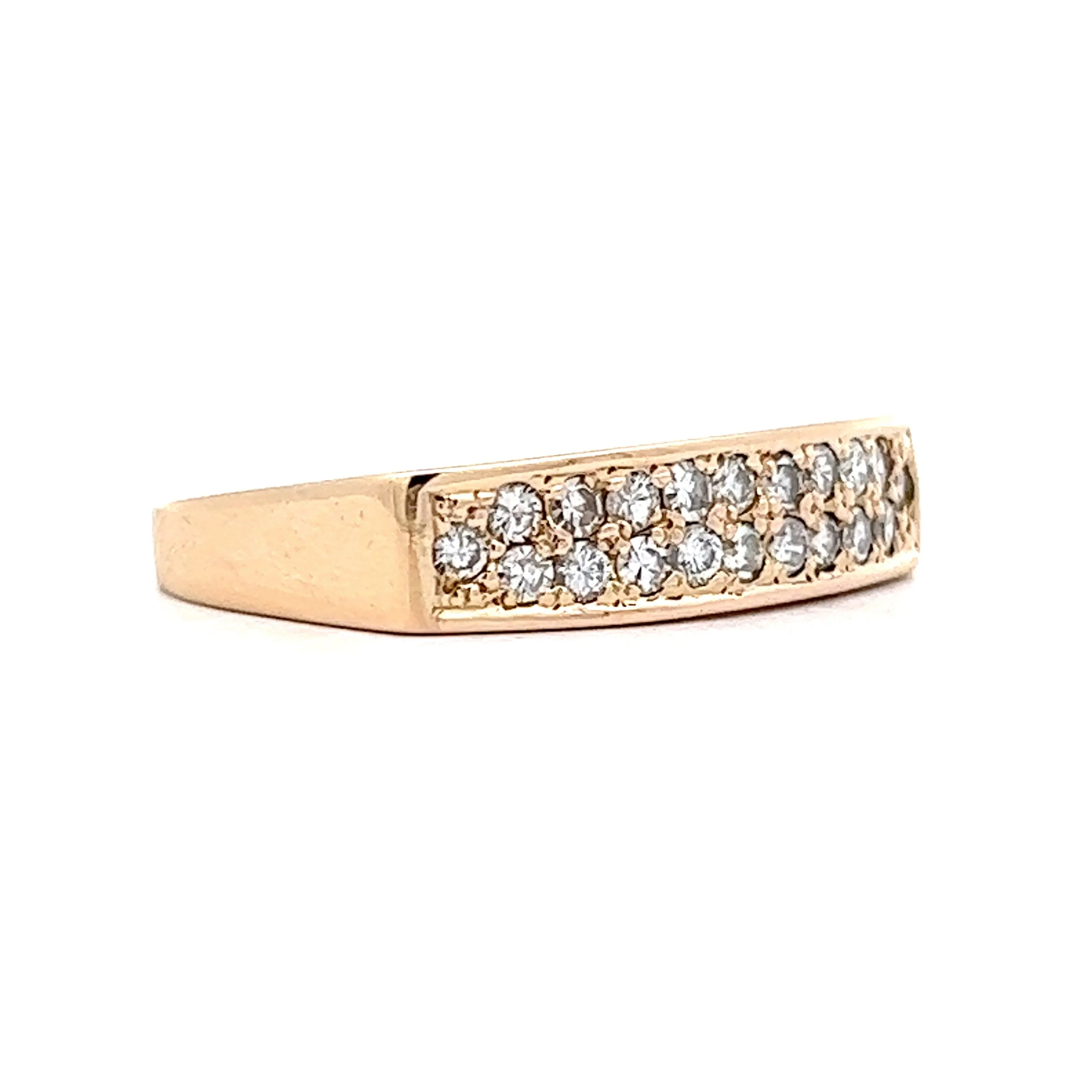 Vintage Pave Diamond Stacking Ring in 14k Yellow Gold - Image 3