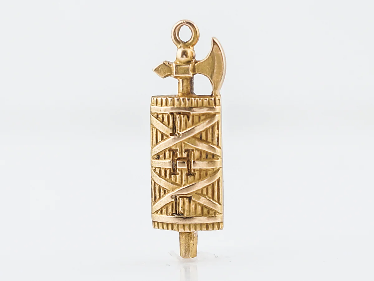 Vintage Pendant Charm Axe Mid-Century 14k Yellow Gold