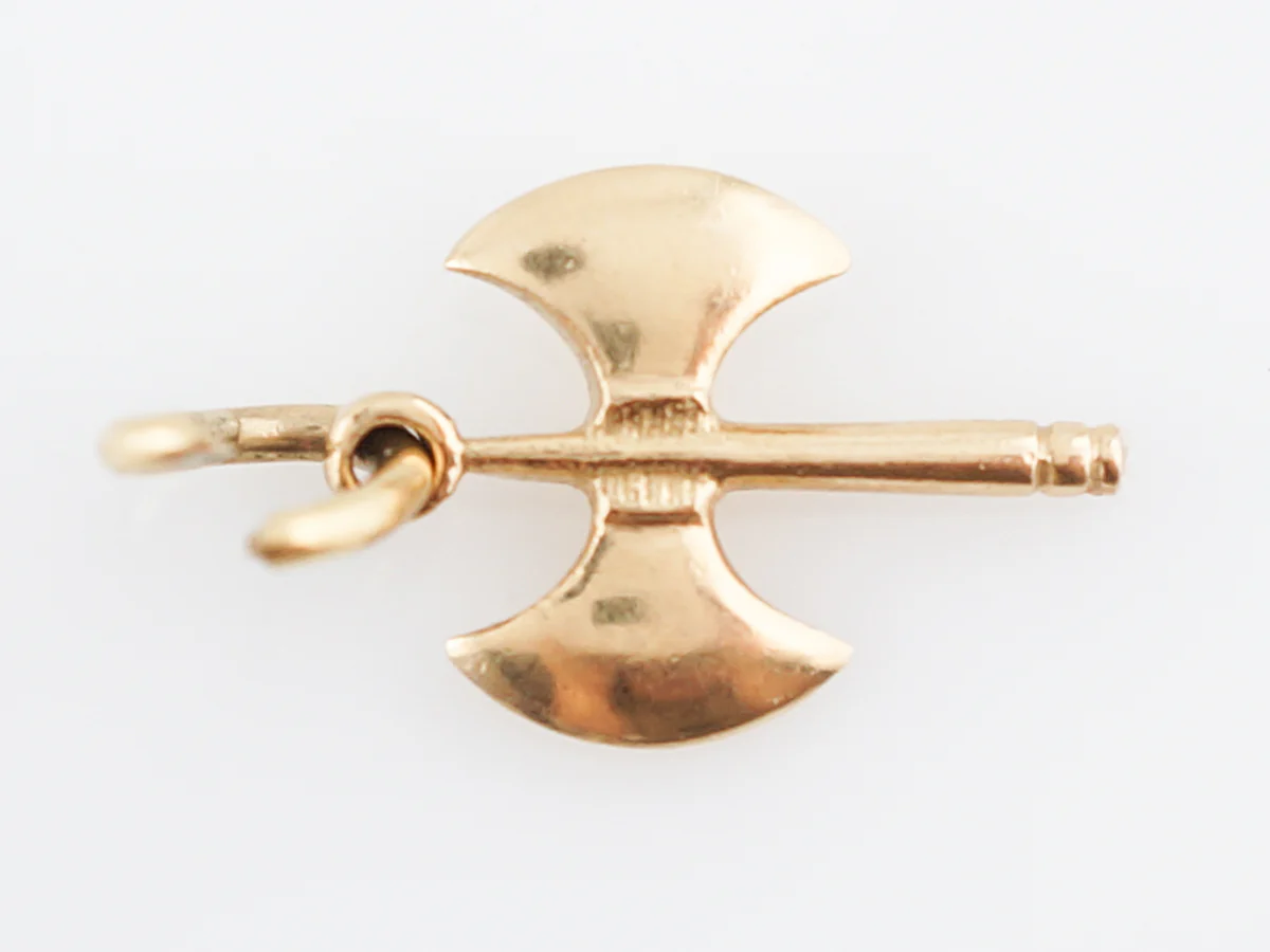 Vintage Pendant Mid-Century Axe Charm 18k Yellow Gold - Image 3