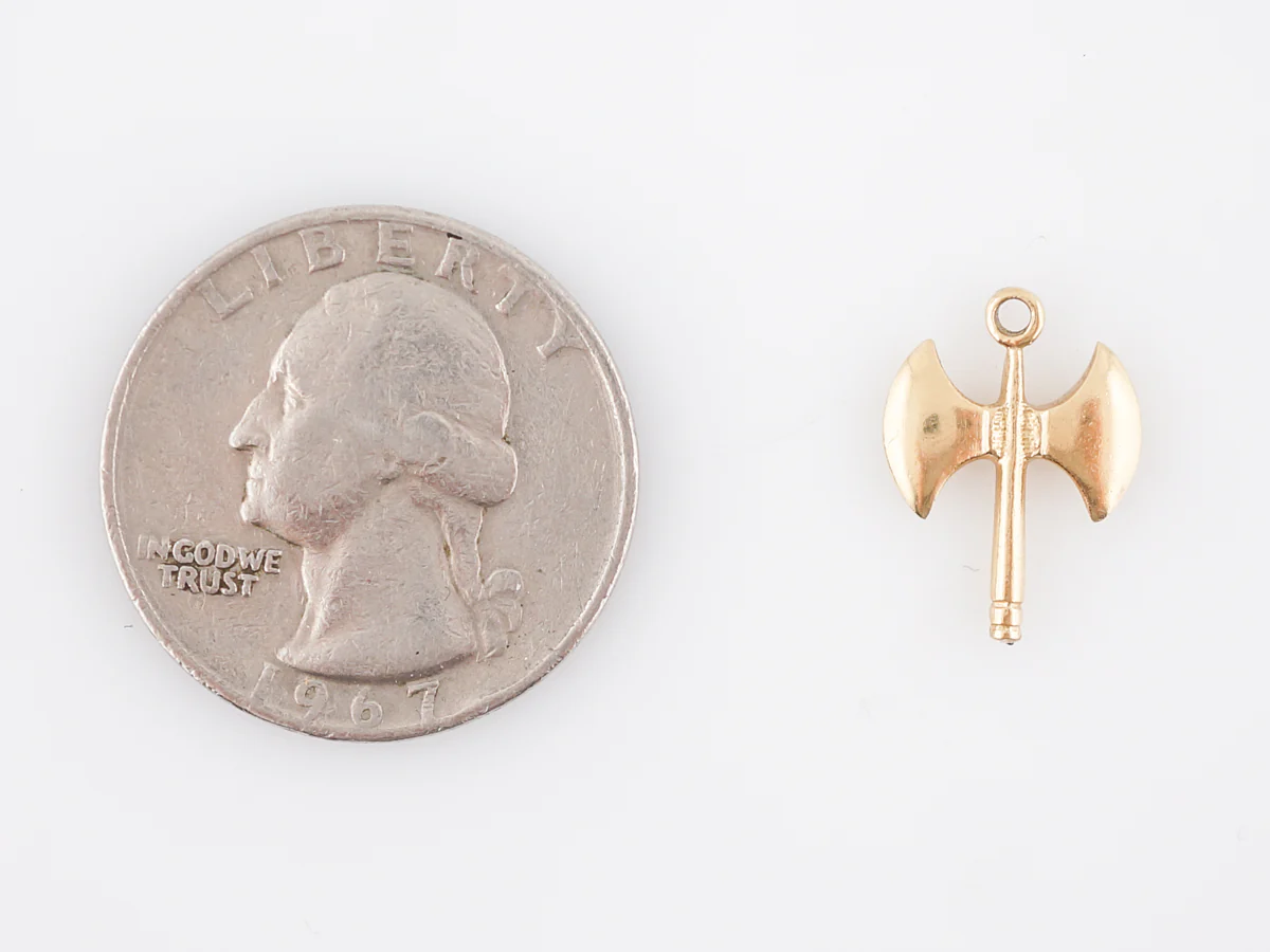 Vintage Pendant Mid-Century Axe Charm 18k Yellow Gold - Image 4