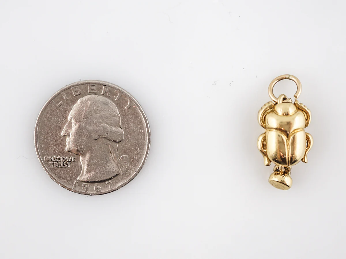 Vintage Pendant Charm Beetle Mid-Century 22k Yellow Gold - Image 3