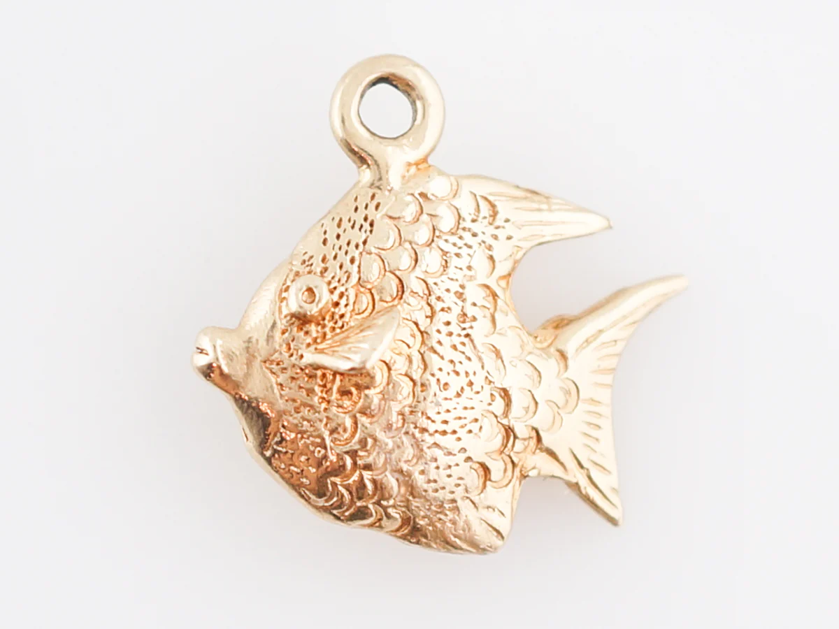Vintage Pendant Charm Fish Mid-Century 14k Yellow Gold - Image 3