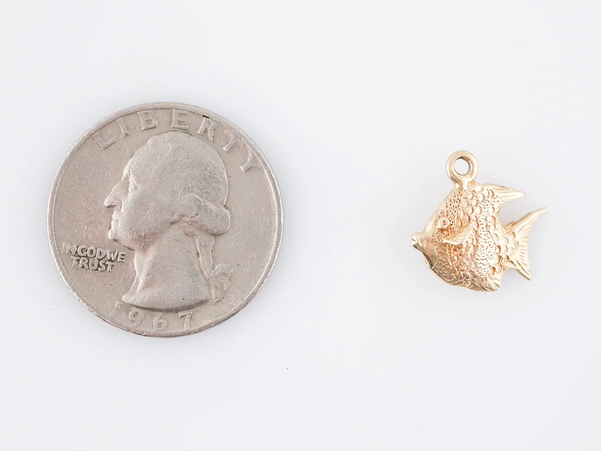 Vintage Pendant Charm Fish Mid-Century 14k Yellow Gold - Image 4