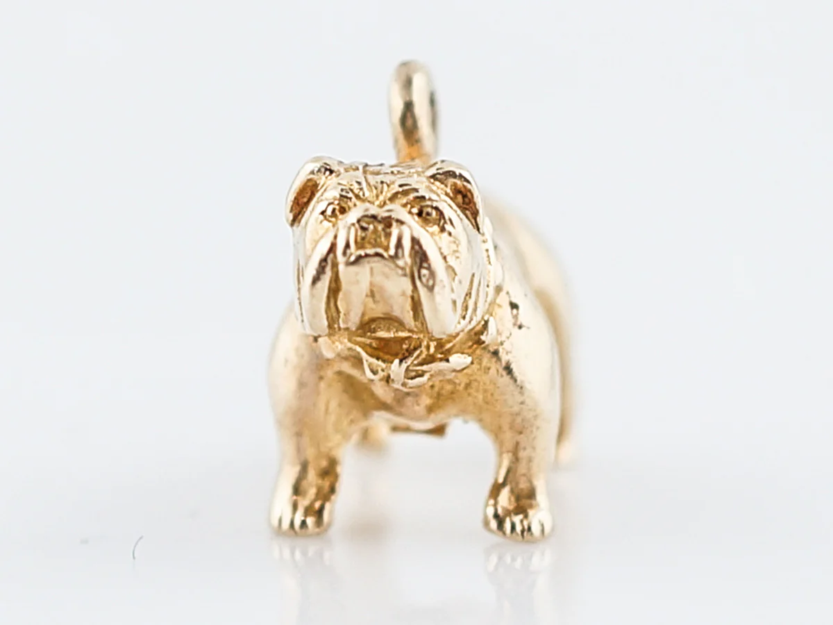 Vintage Pendant Charm Gold Bull Dog Mid-Century 14k Yellow Gold - Image 2