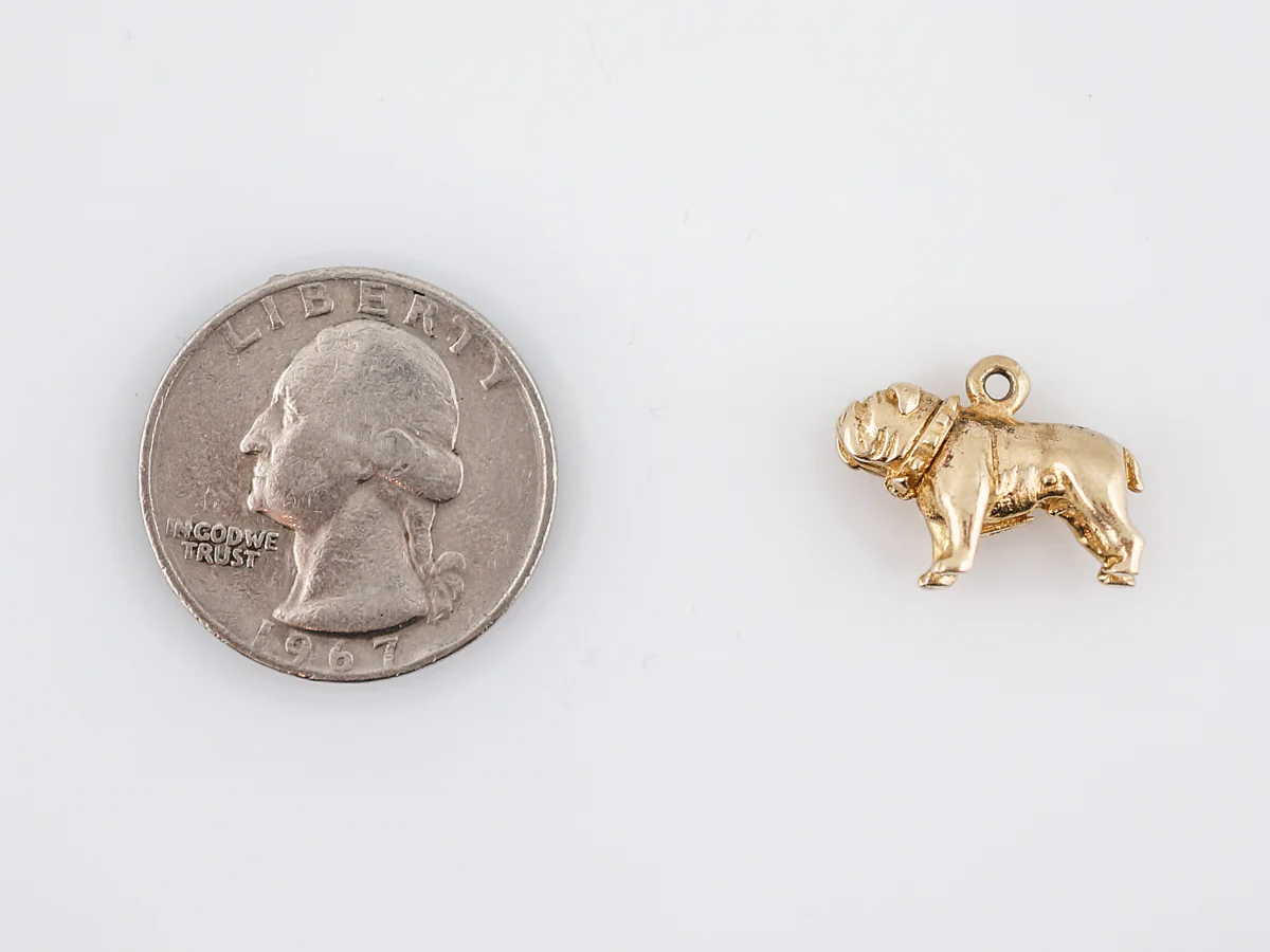 Vintage Pendant Charm Gold Bull Dog Mid-Century 14k Yellow Gold - Image 3