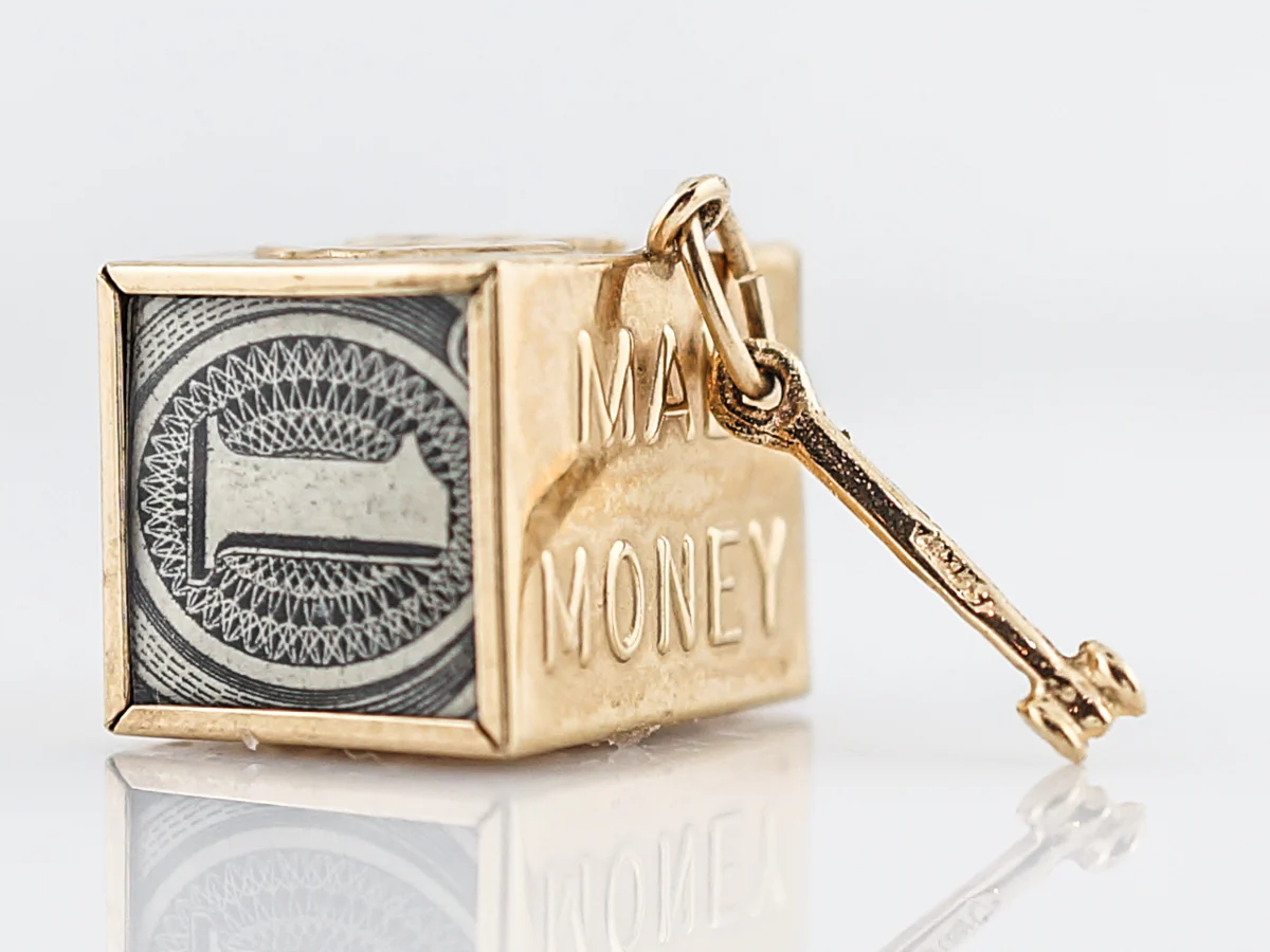 Vintage Pendant Charm Mad Money Mid Century in 14k Yellow Gold - Image 8
