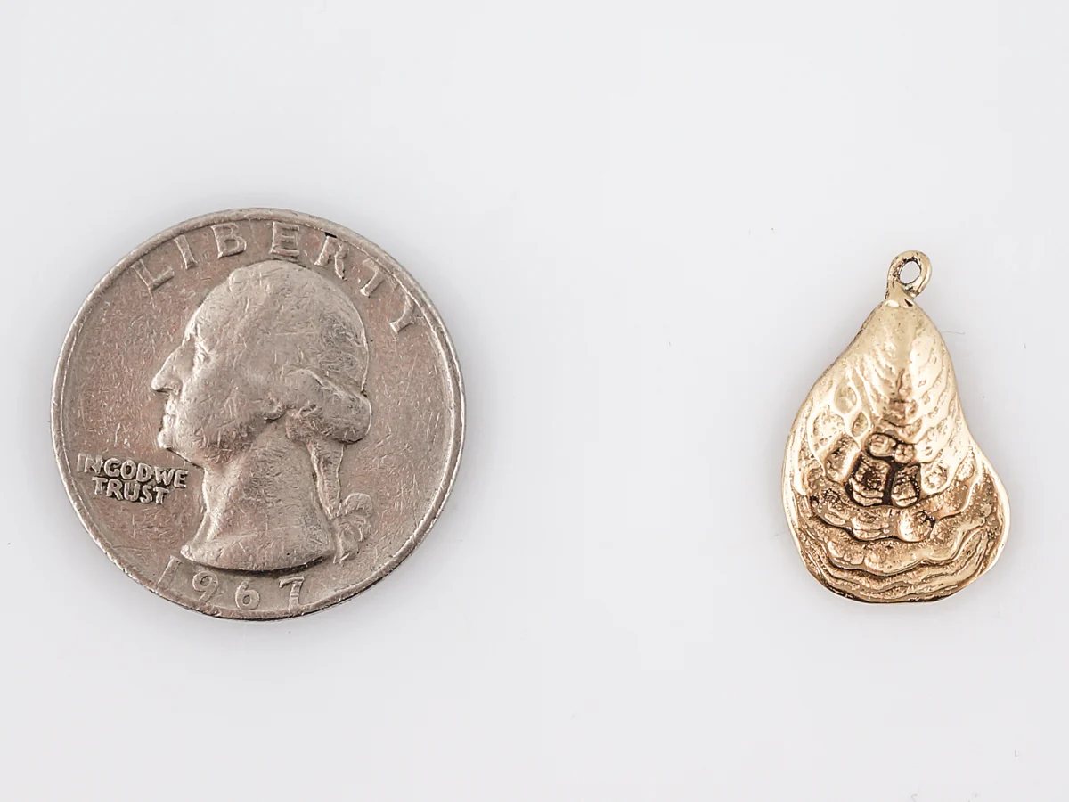 Vintage Pendant Charm Shell Mid-Century 14k Yellow Gold - Image 3
