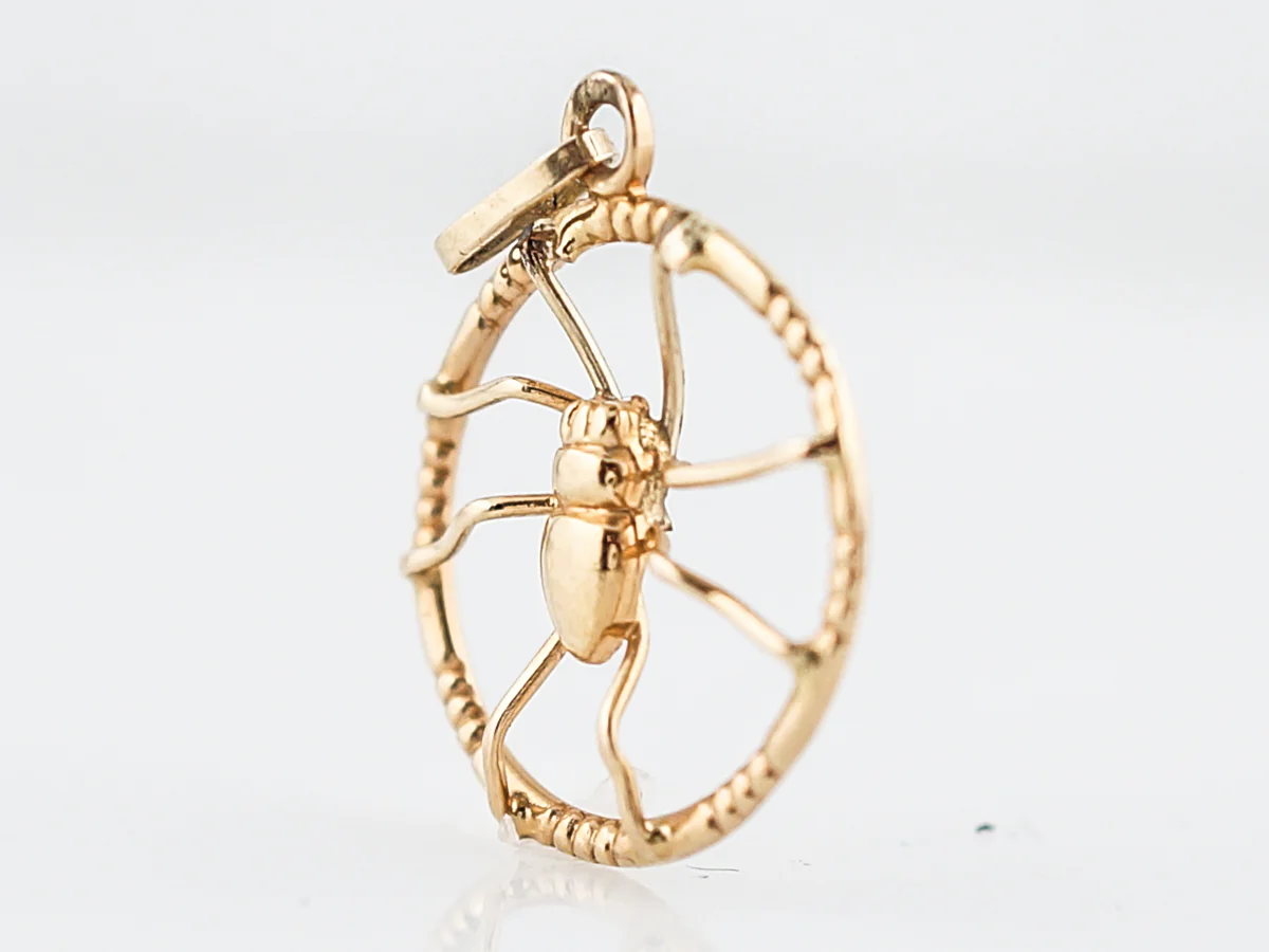 Vintage Pendant Charm Spider Mid-Century in 14k Yellow Gold - Image 2