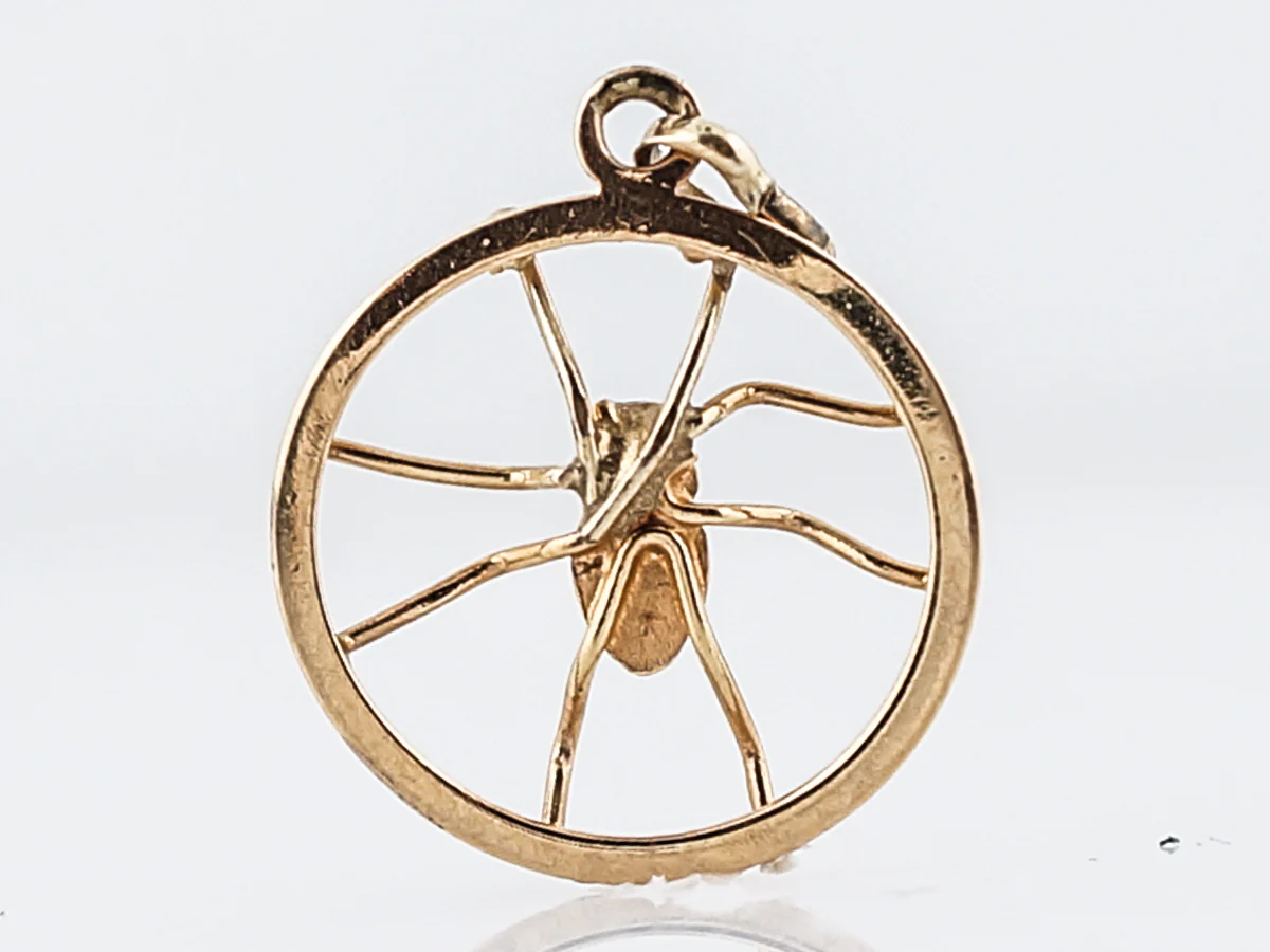 Vintage Pendant Charm Spider Mid-Century in 14k Yellow Gold - Image 3