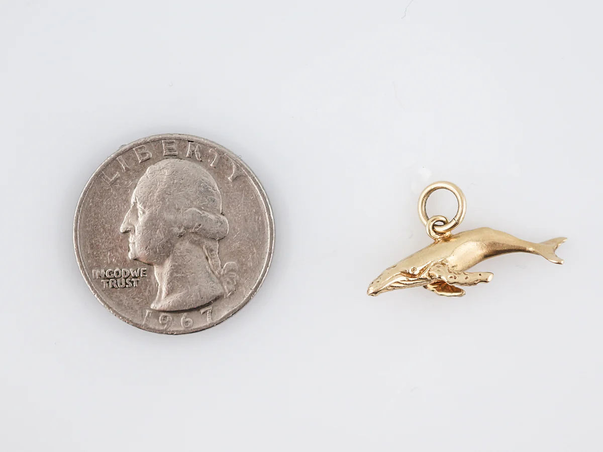 Vintage Pendant Charm Whale Mid-Century 14k Yellow Gold - Image 3