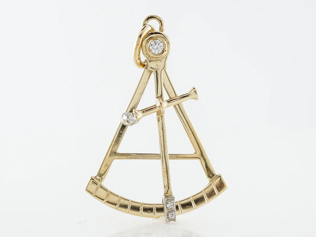 Vintage Pendant Mid-Century .13 Round Brilliant Cut Diamonds in 14k Yellow Gold