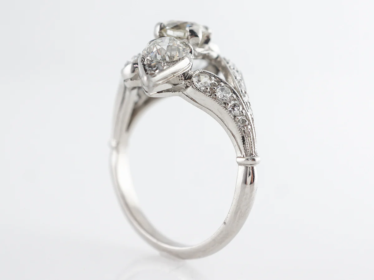 Vintage Petri Deco Diamond Cocktail Ring in Platinum - Image 3