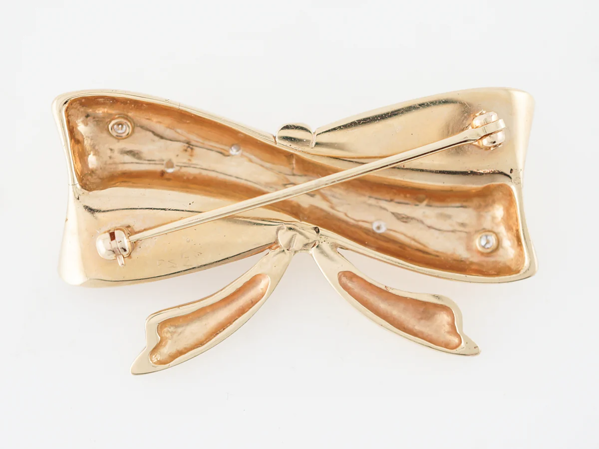 ***RTV 1/2/19***Vintage Pin Retro .30 Round Brilliant Cut Diamonds in 14k Yellow Gold - Image 3