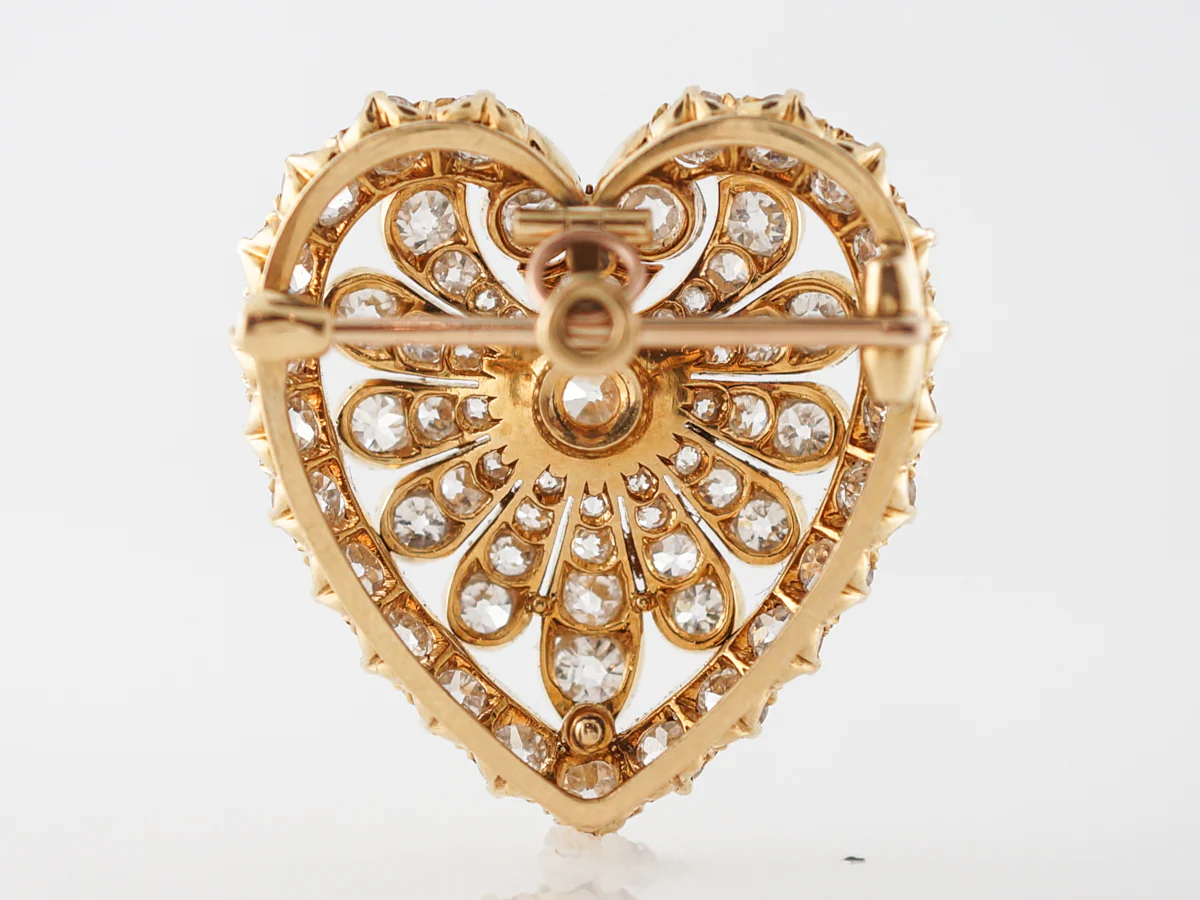 Vintage Pin Victorian 4.17 Old European, Old Mine Cut Diamonds in 14k Yellow Gold - Image 2