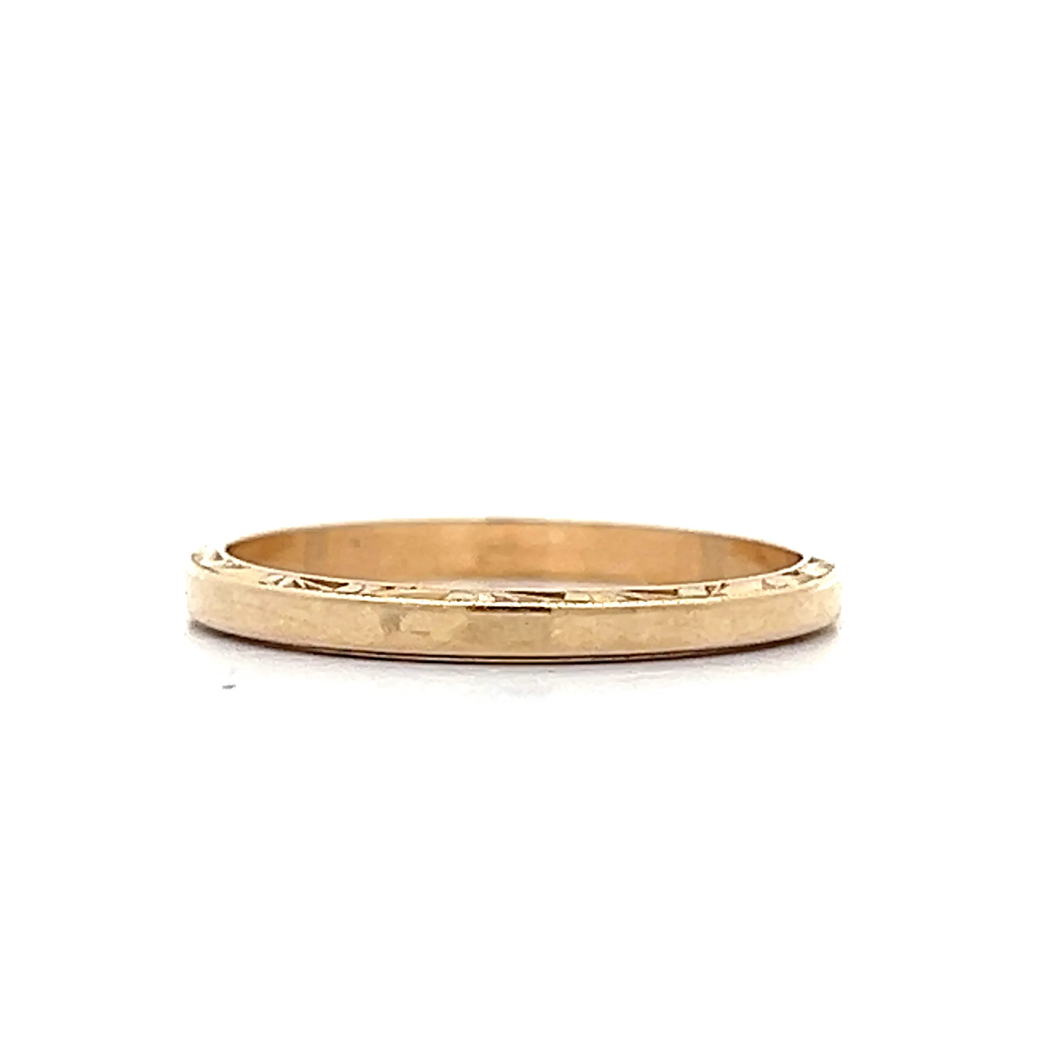 Vintage Retro 2mm Wedding Band in 14k Yellow Gold - Image 2