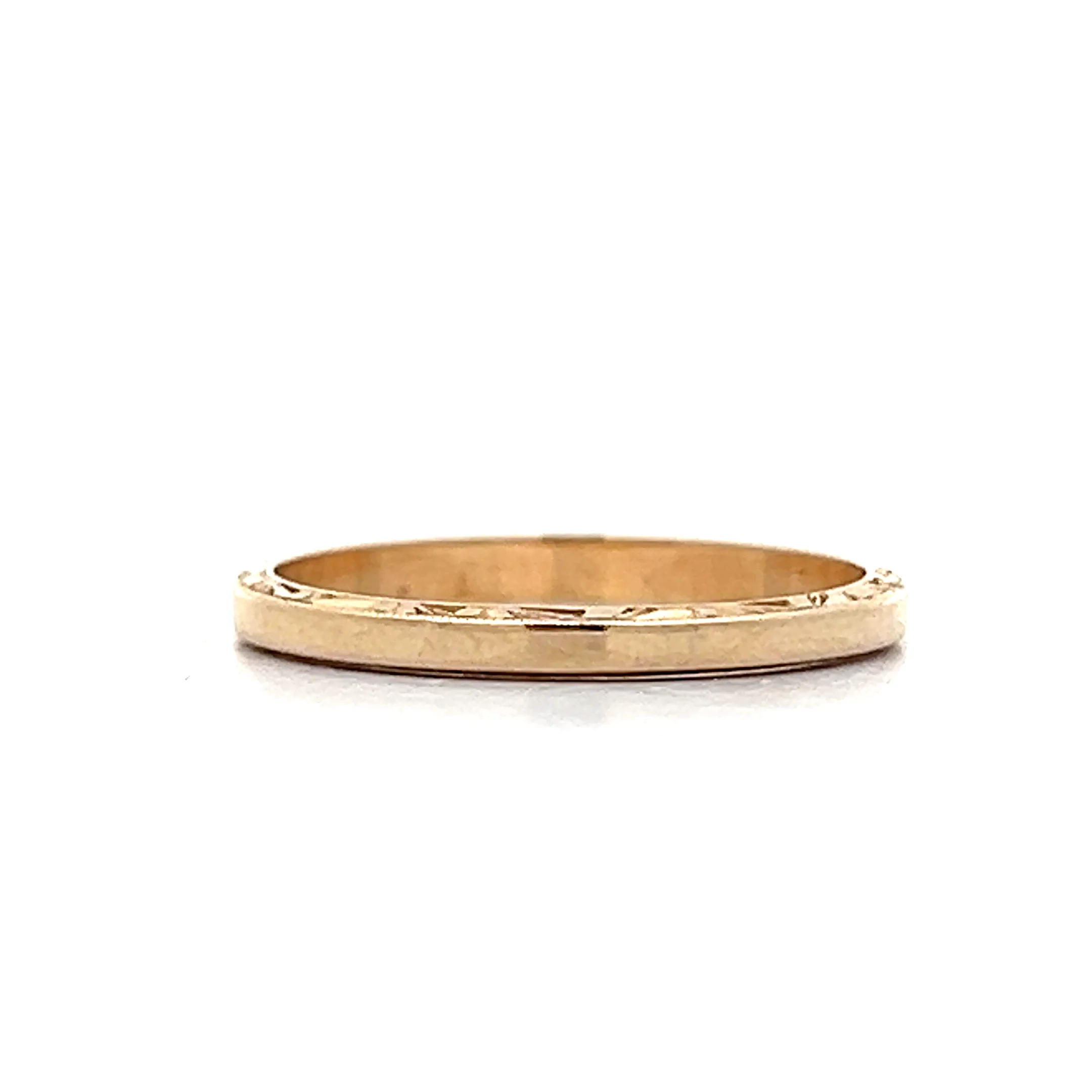 Vintage Retro 2mm Wedding Band in 14k Yellow Gold - Image 3