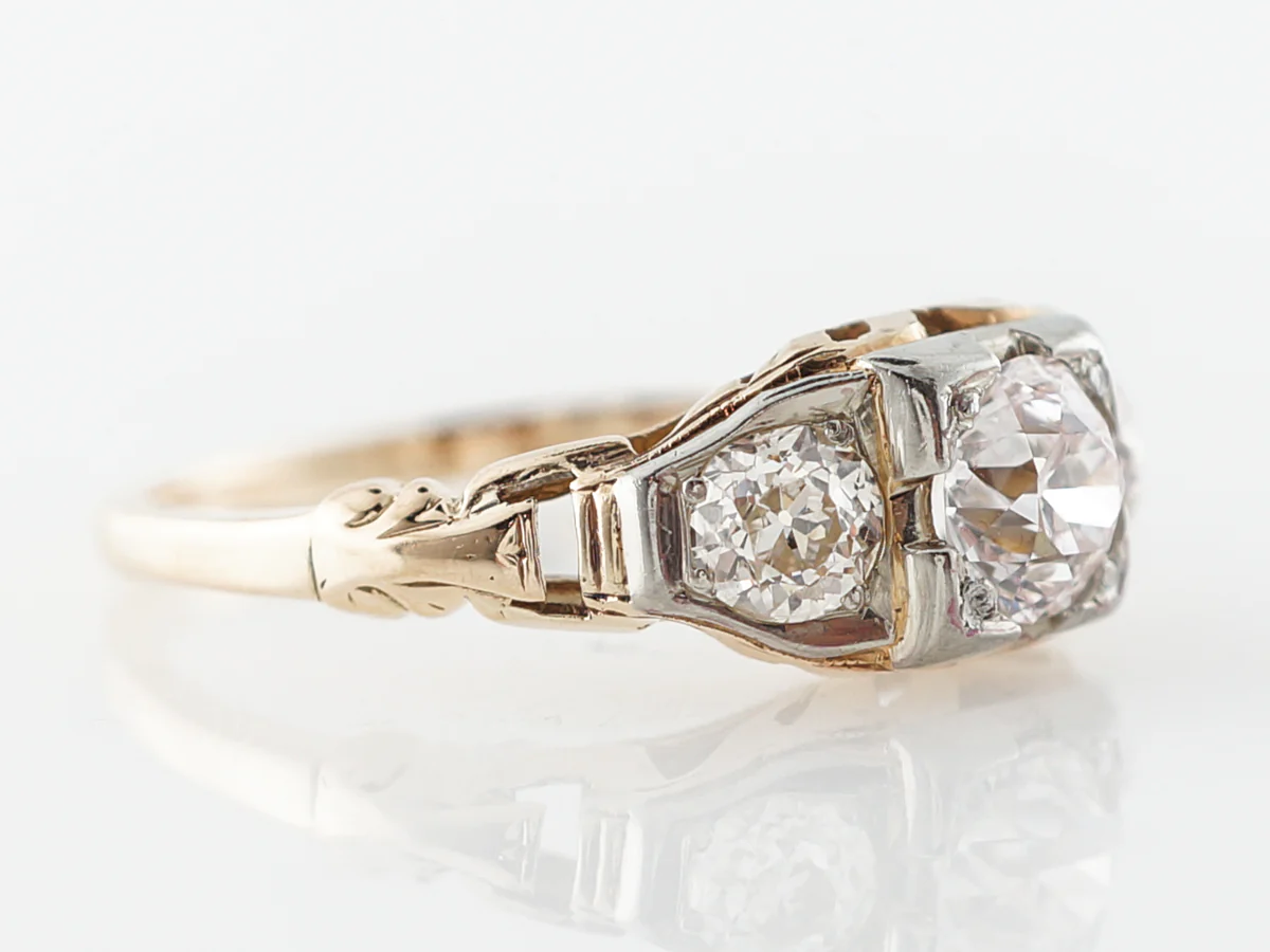 Vintage Retro 3 Stone Diamond Engagement Ring in 14k - Image 3