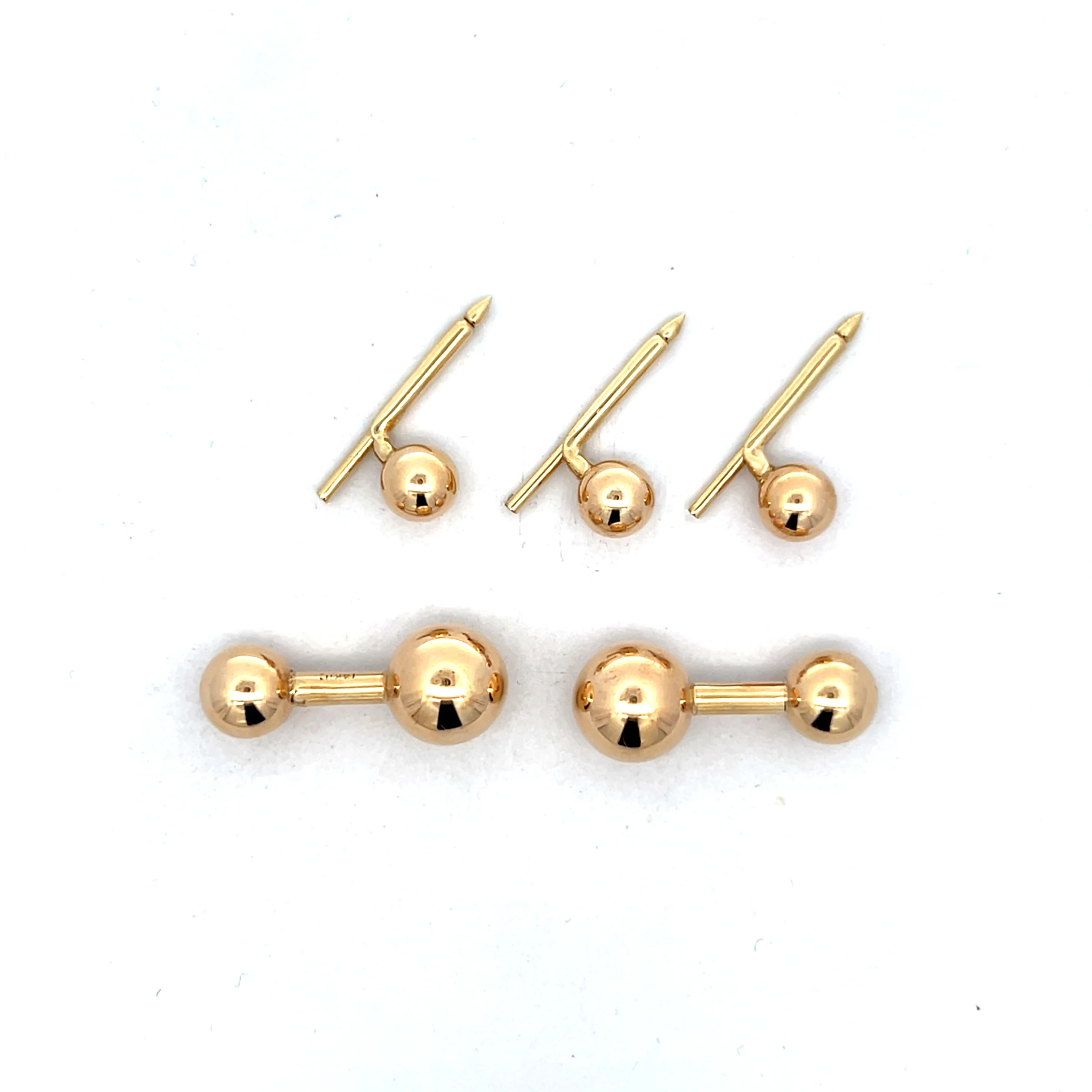 Vintage Retro Ball Cufflinks in 14k Yellow Gold - Image 5