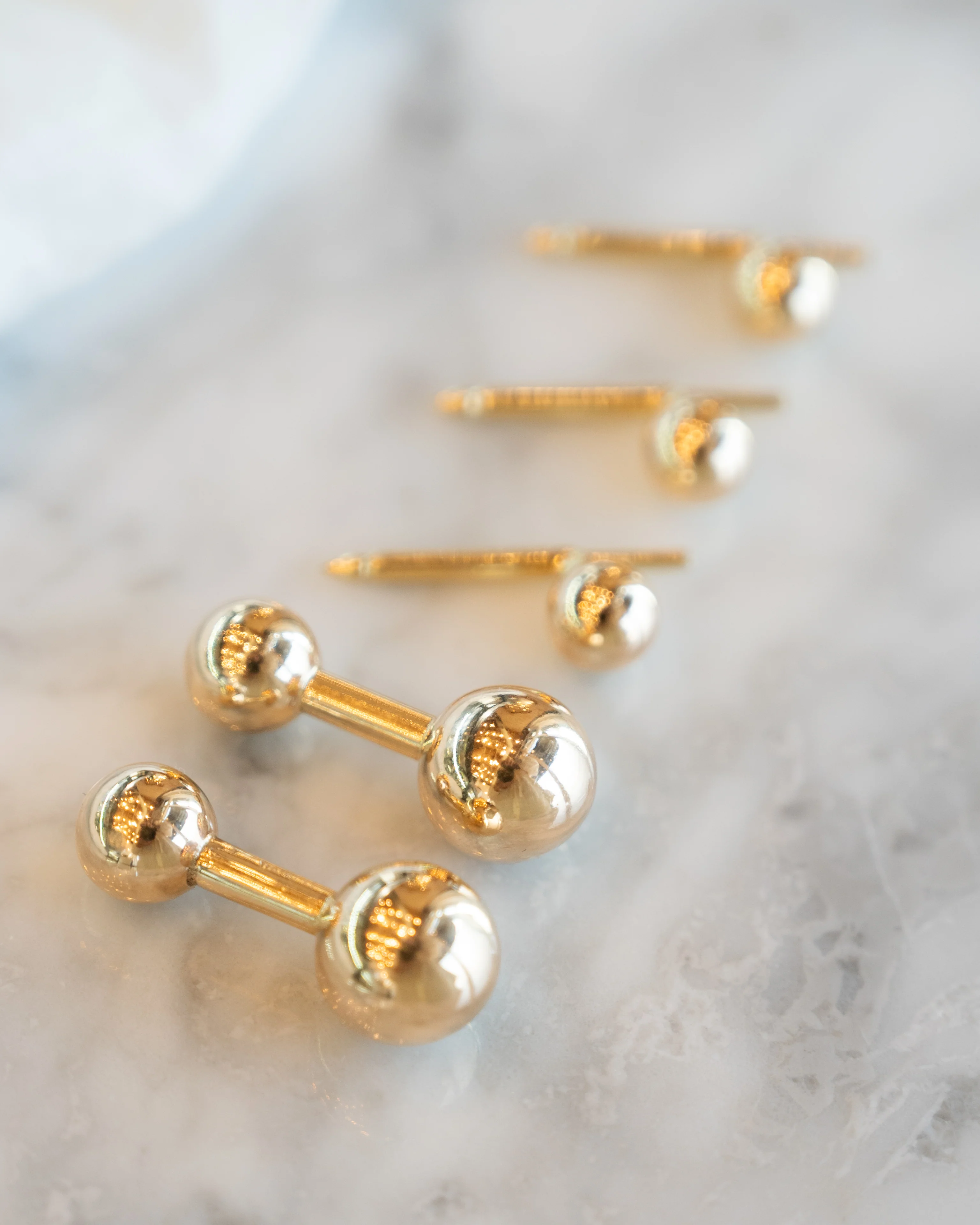 Vintage Retro Ball Cufflinks in 14k Yellow Gold - Image 8