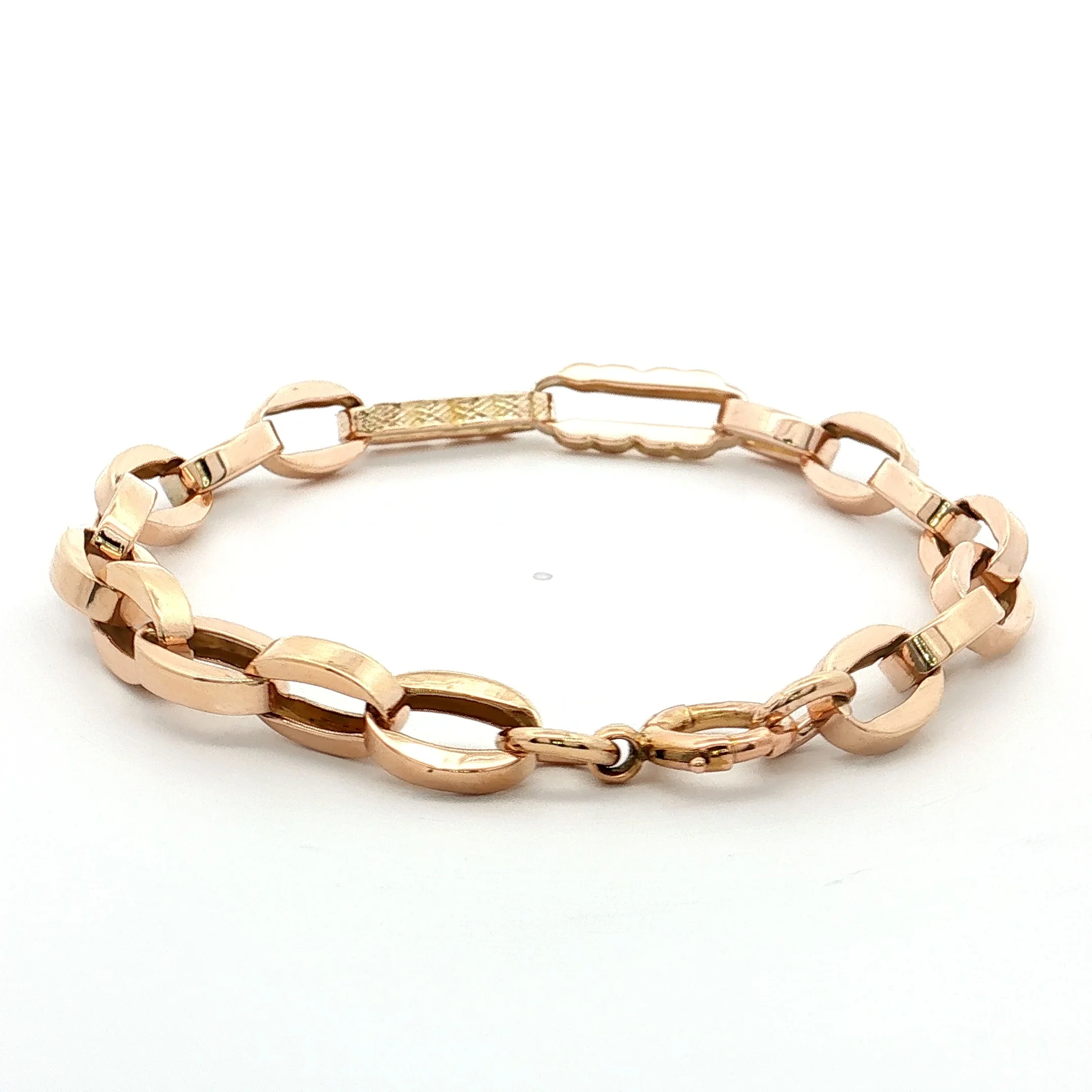 Vintage Retro Chain Link Bracelet 10k Rose & Yellow Gold - Image 4