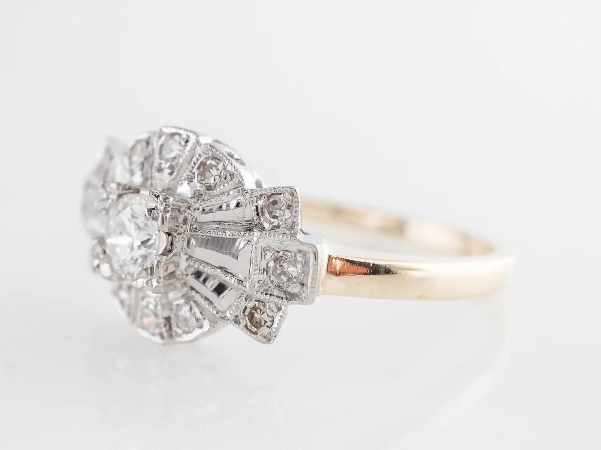 Vintage Retro Cluster Diamond Engagement Ring in 14k - Image 2