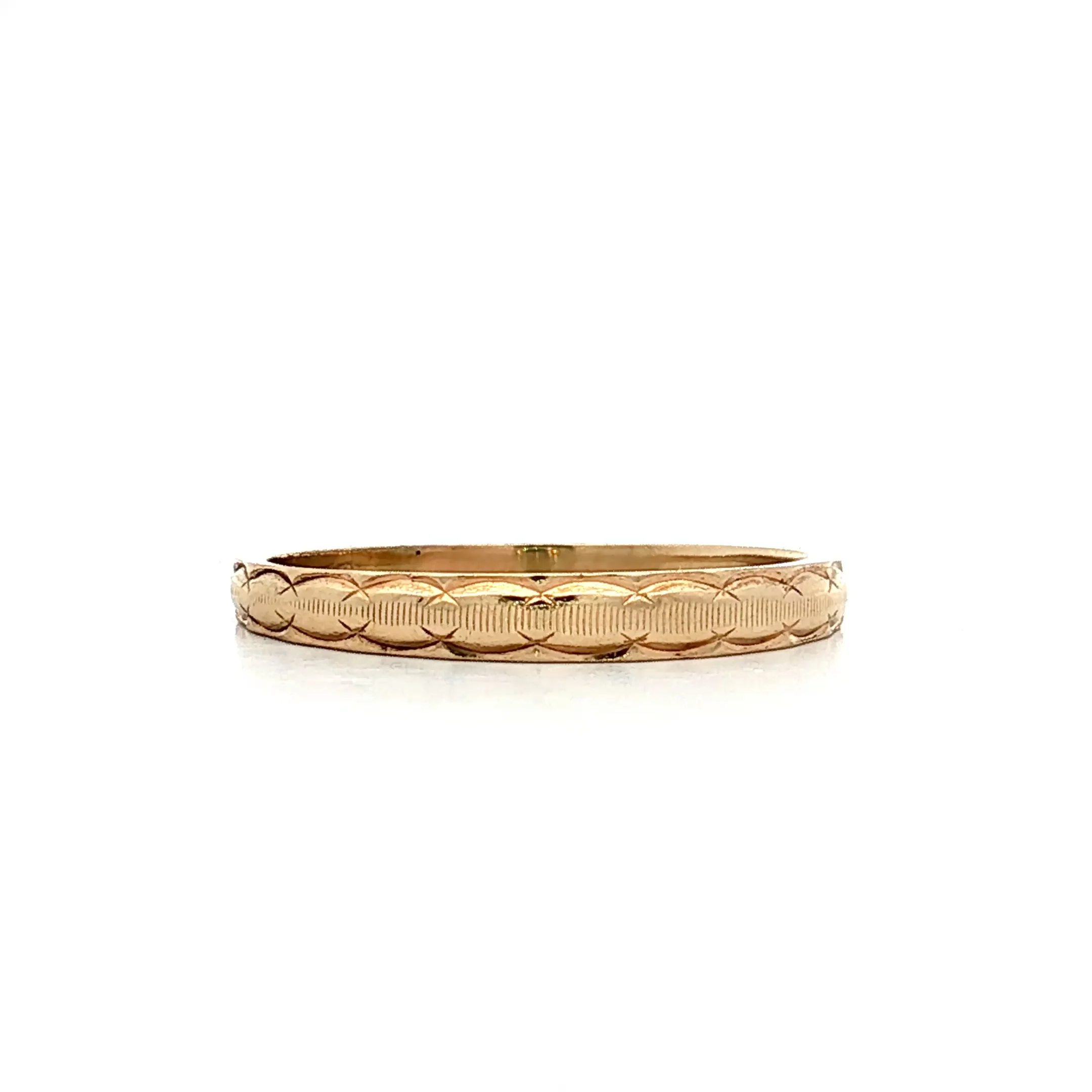 Vintage Retro Coin Edge Wedding Band 14k Yellow Gold