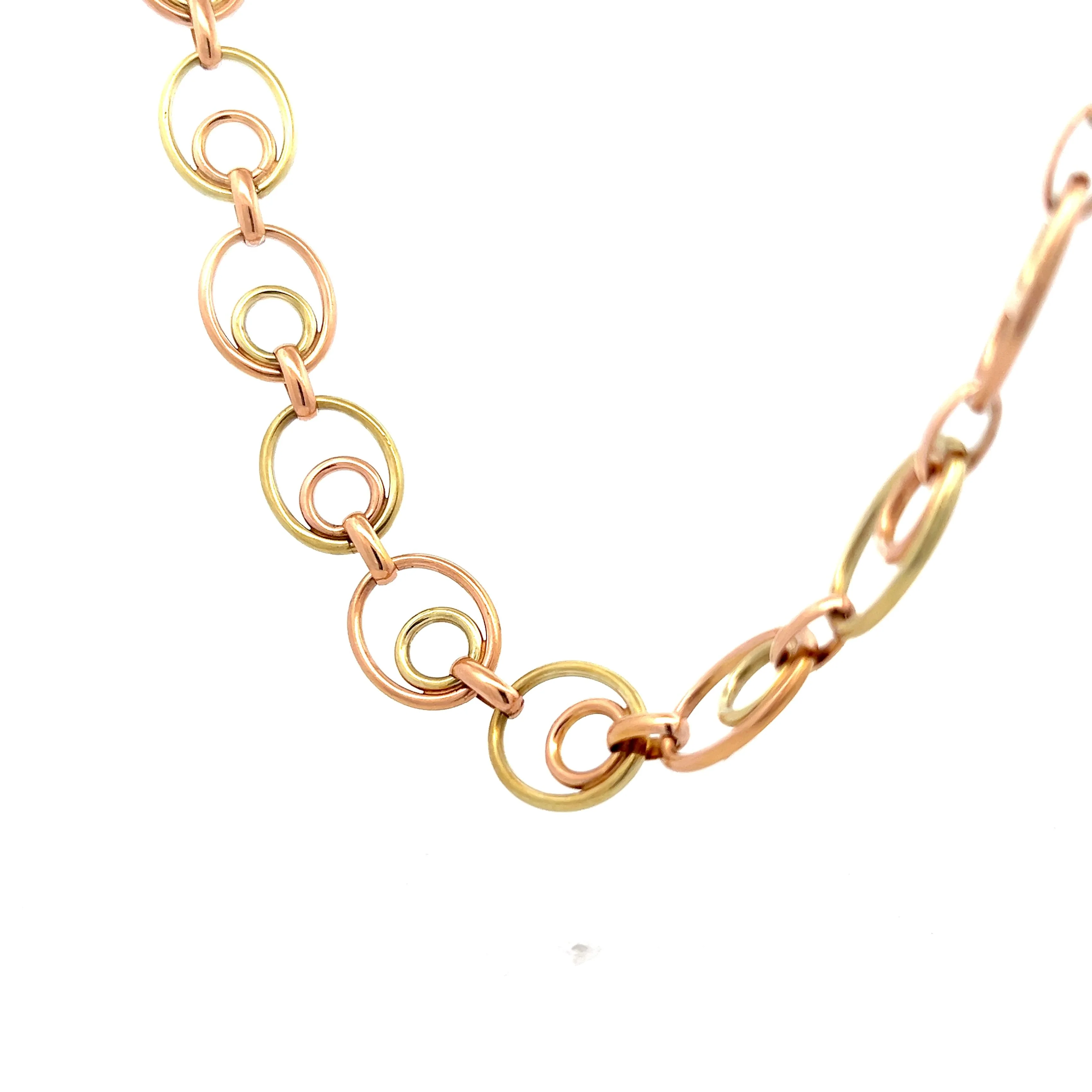 Vintage Retro Collar Chain Necklace in 14k Rose & Yellow Gold - Image 3