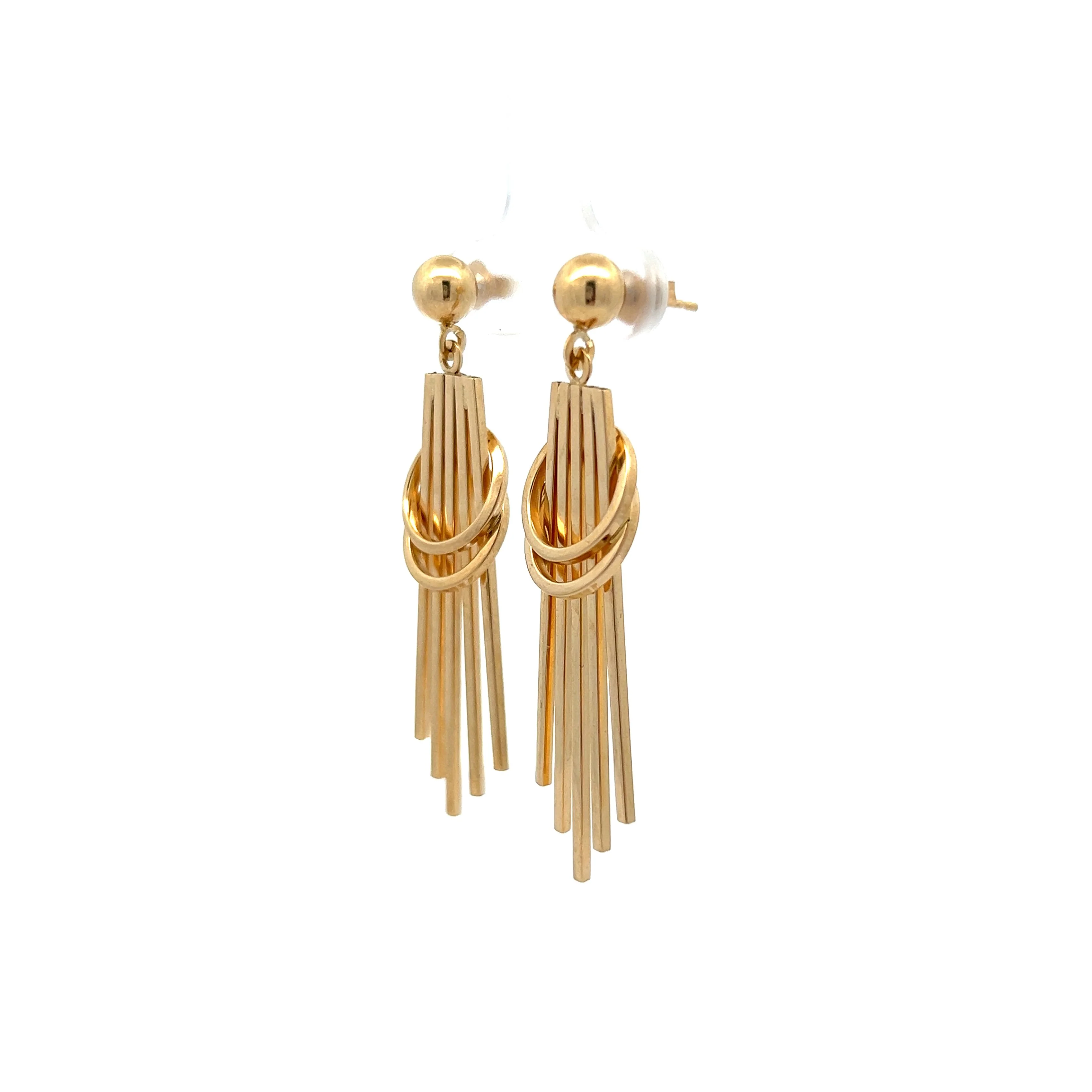 Vintage Retro Dangle Drop Earrings in 14k Yellow Gold - Image 2