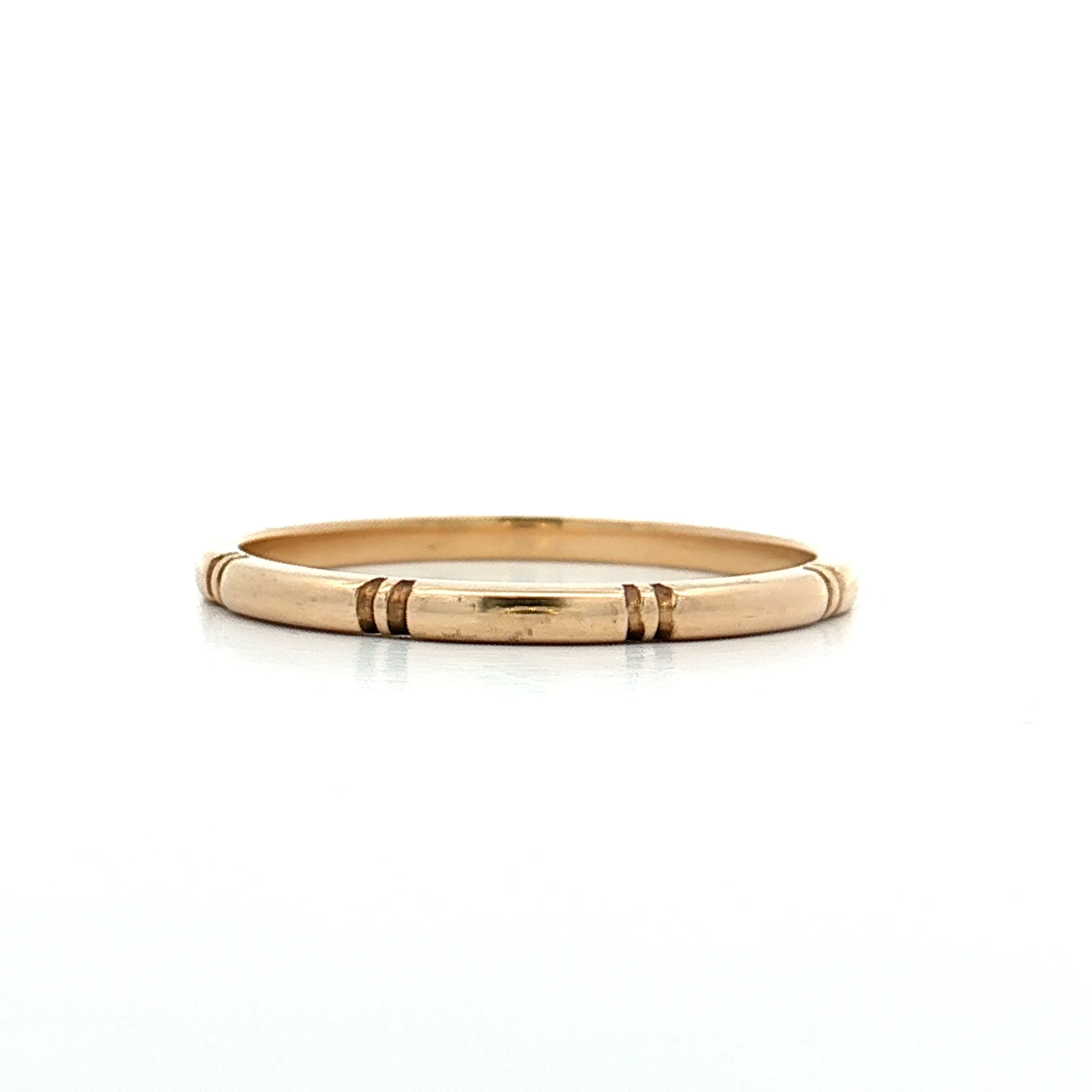 Vintage Retro Engraved Wedding Band 14k Yellow Gold - Image 2